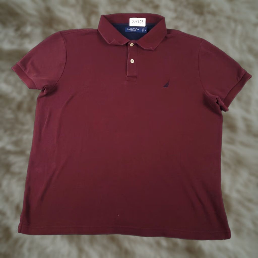 Nautica Nautica Polo Shirt Large Red Solid Short Sleeve Activewear Mens Size US L / EU 52-54 / 3 - 1 Thumbnail