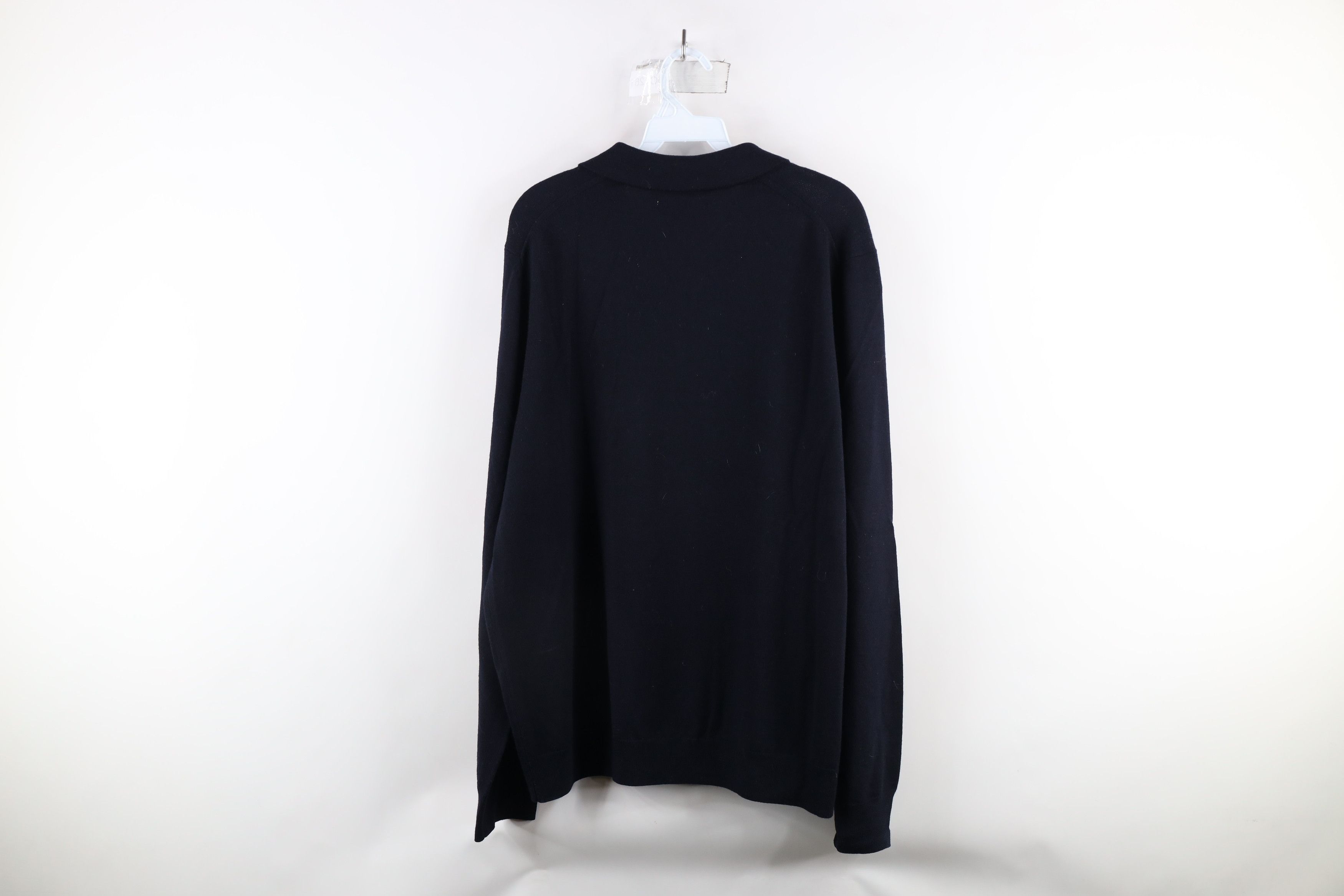 Vintage Vintage 90s Streetwear Blank Wool Knit Collared Sweater Blue Size US XL / EU 56 / 4 - 9 Thumbnail