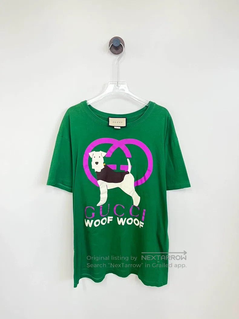 Gucci Green cartoon puppy short sleeves