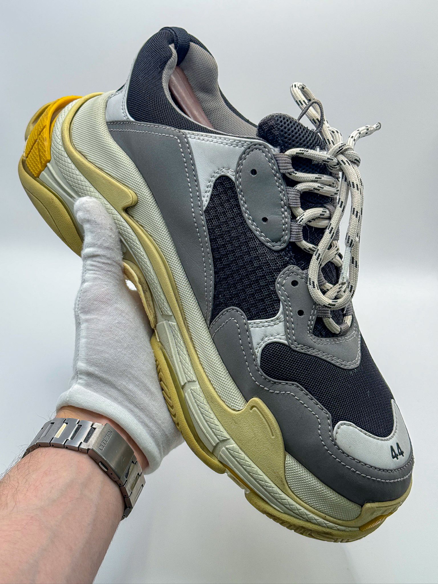 Balenciaga Balenciaga Triple S Gray/Yellow/Black Sneakers Size US 11 / EU 44 - 6 Thumbnail
