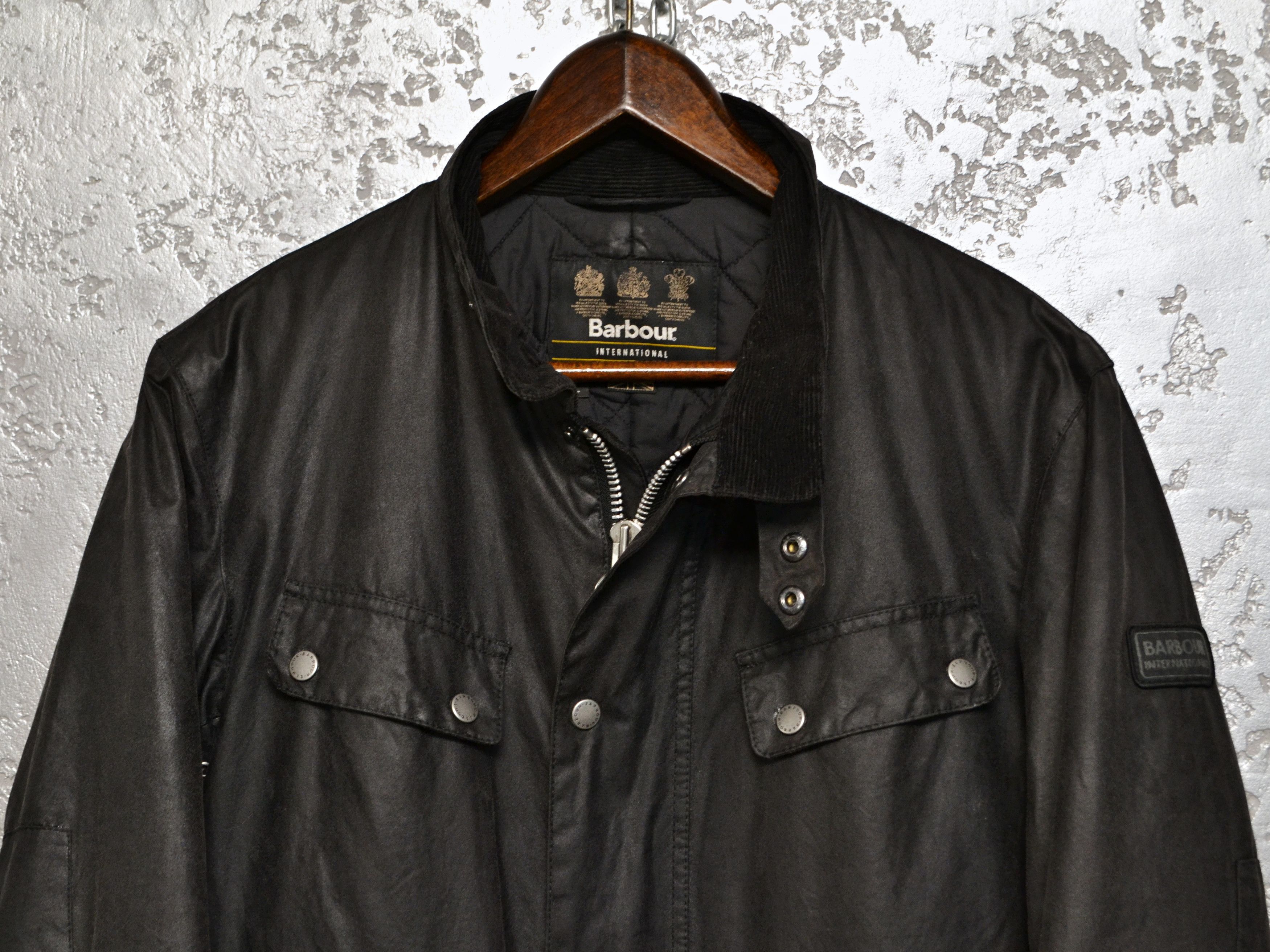 Barbour International Duke Black Waxed Biker Jacket