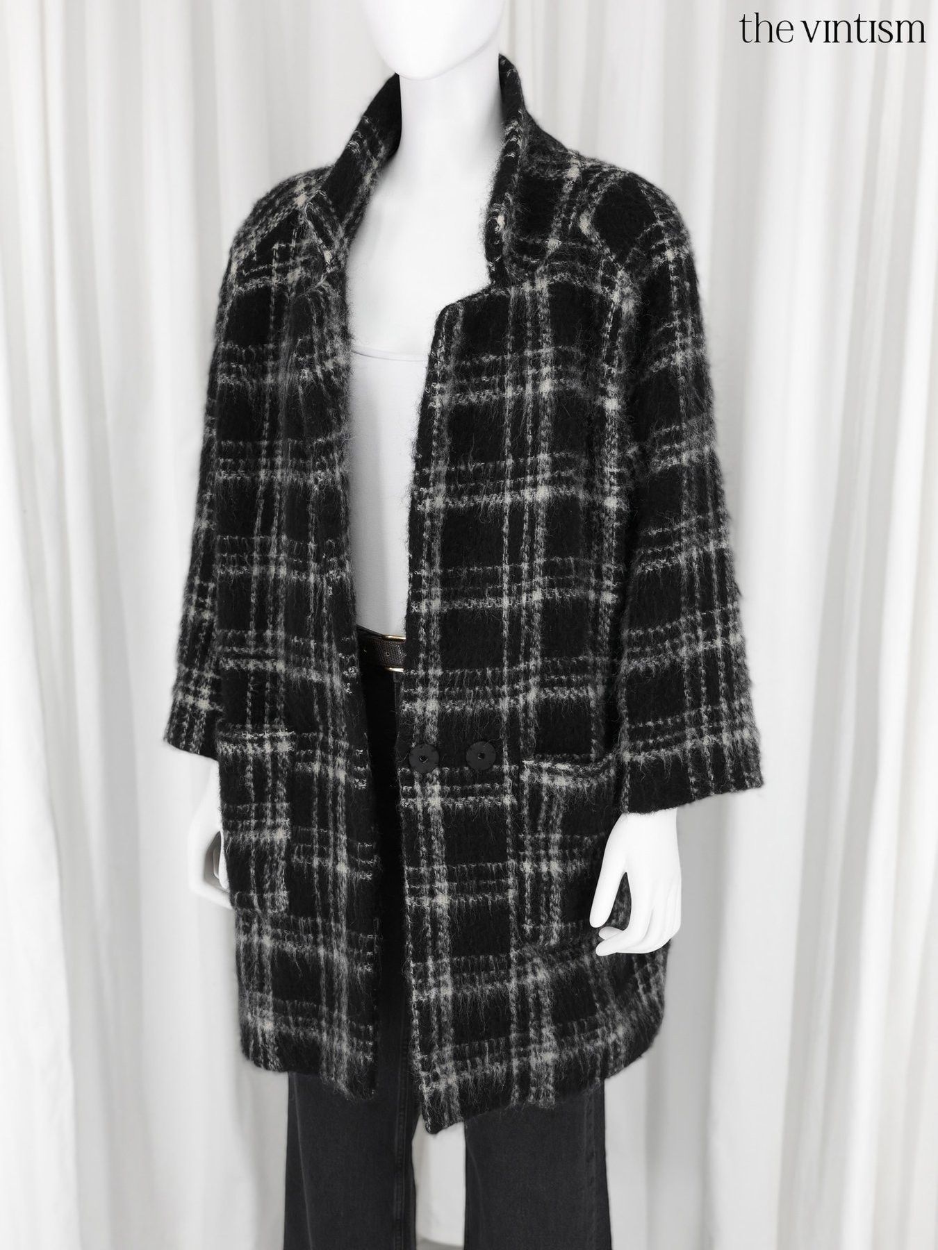 Ganni Ganni Grey Check Wool & Mohair Coat Scandi Oversized M/L Size M / US 6-8 / IT 42-44 - 3 Thumbnail