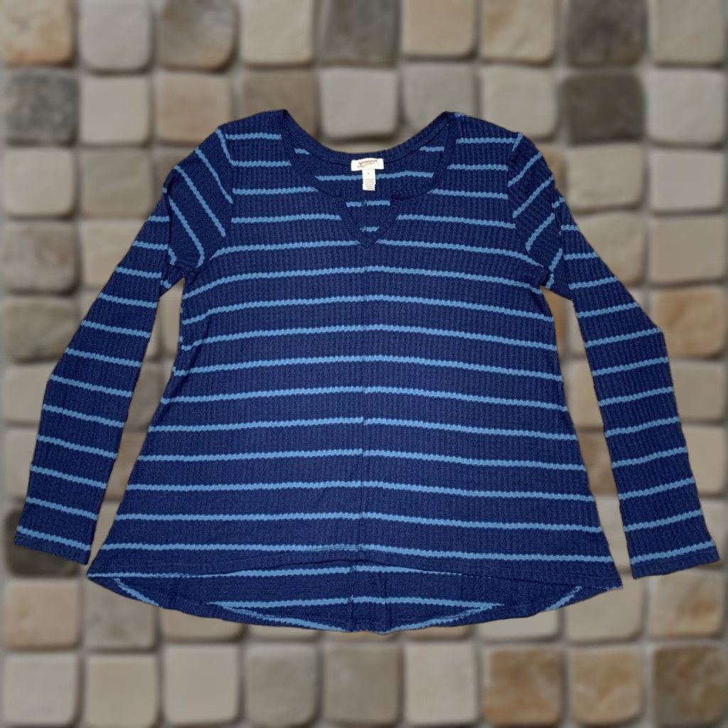 CO Arizona Jeans Co Pullover Top Woman’s XL Blue Strip Knit Sweater Size XL / US 12-14 / IT 48-50 - 1 Thumbnail