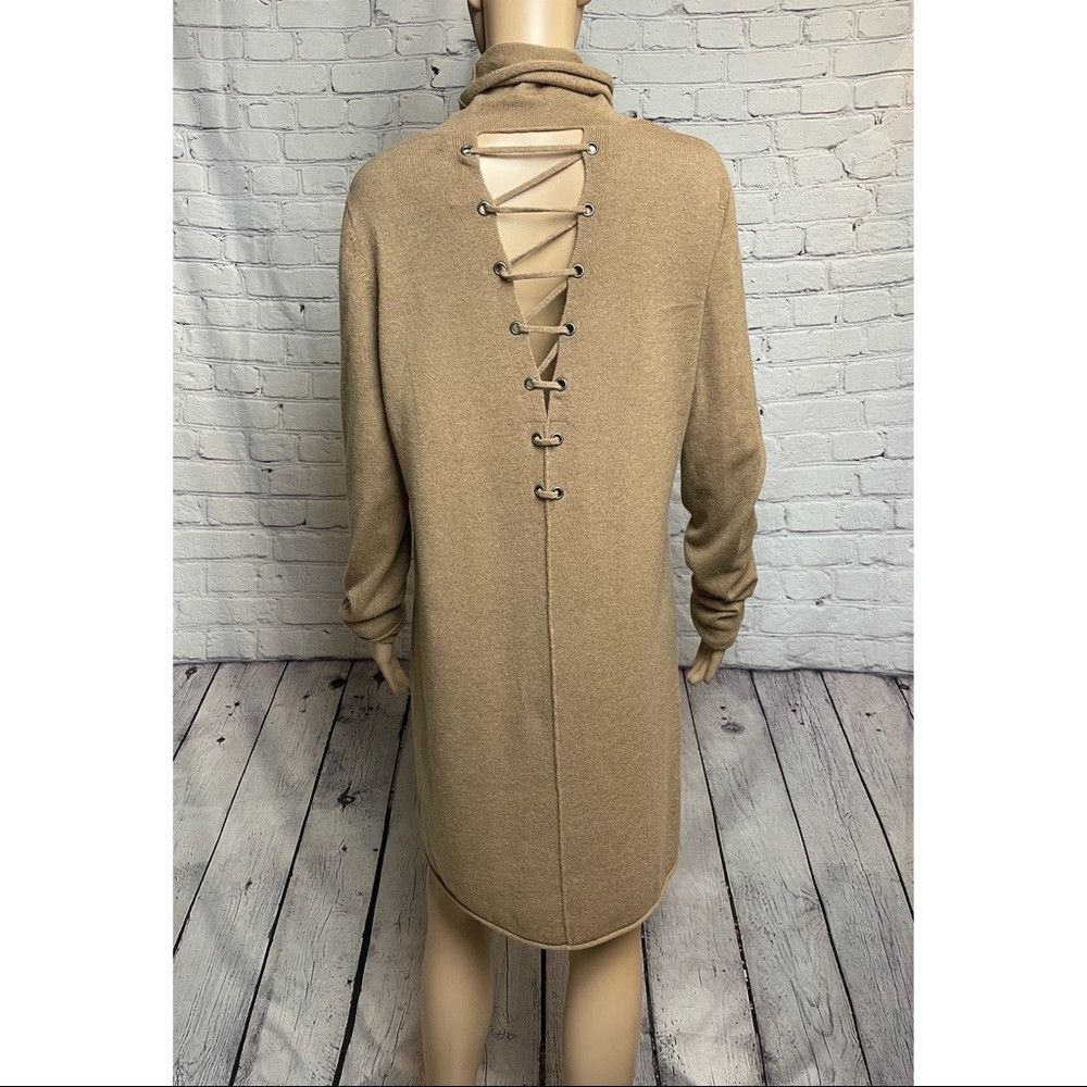 Anthropologie New n:Philanthropy Turtleneck Sweater Lace-up Back Wool Dre Size L / US 10 / IT 46 - 4 Thumbnail