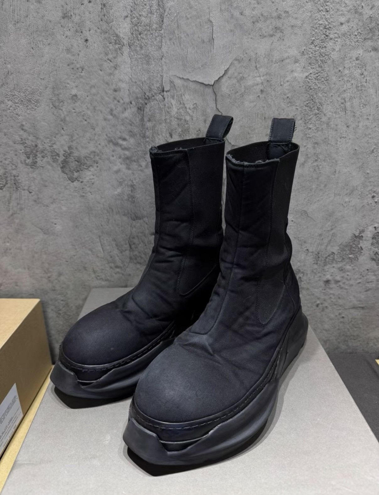 Rick Owens 41 Black Pony Fur Calf-Hair Thigh-High Bauhaus Ballast 