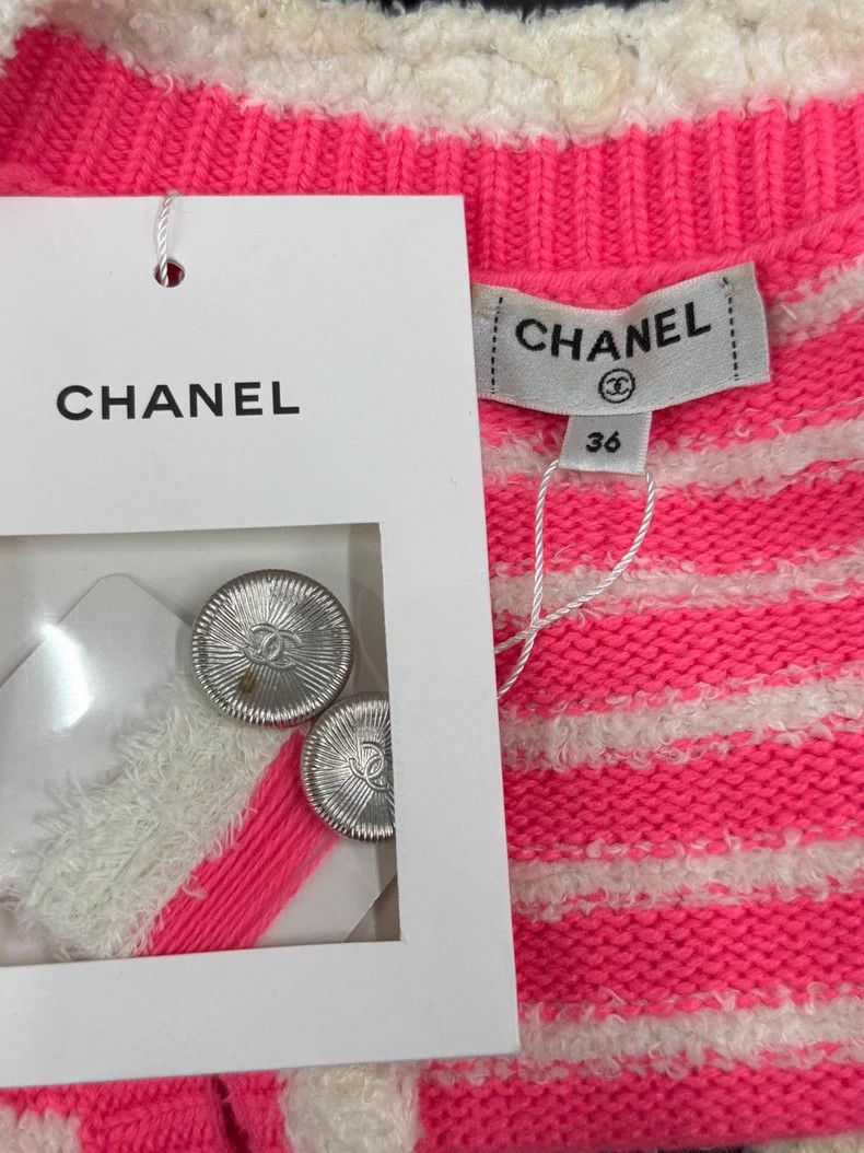 Chanel Chanel Pink and white colour-matched striped short sleeves Size XS / US 0-2 / IT 36-38 - 4 Thumbnail