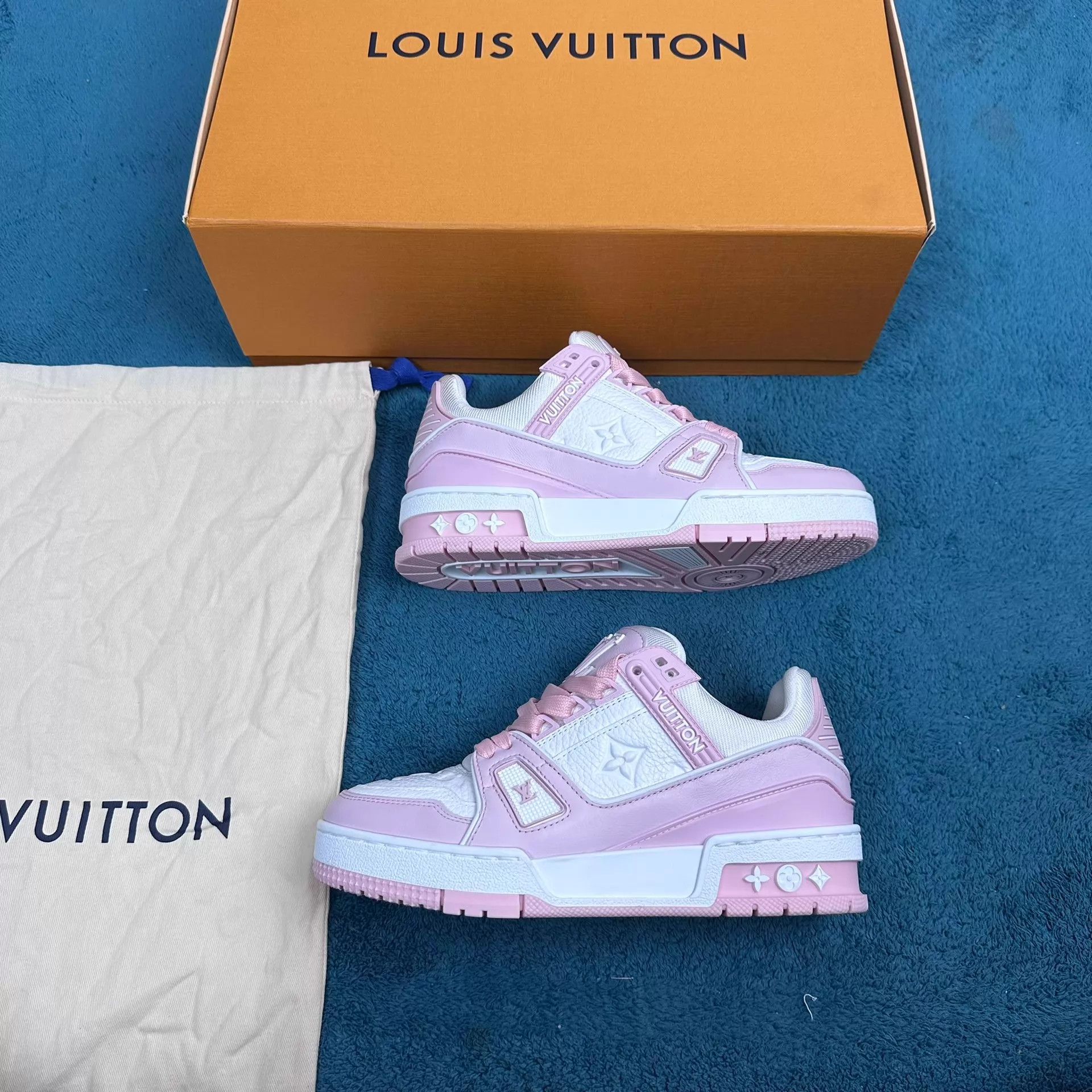 Louis Vuitton LV Trainer Low Top Sneaker Rose Pink 35.5 Size US 5 / IT 35 - 2 Thumbnail