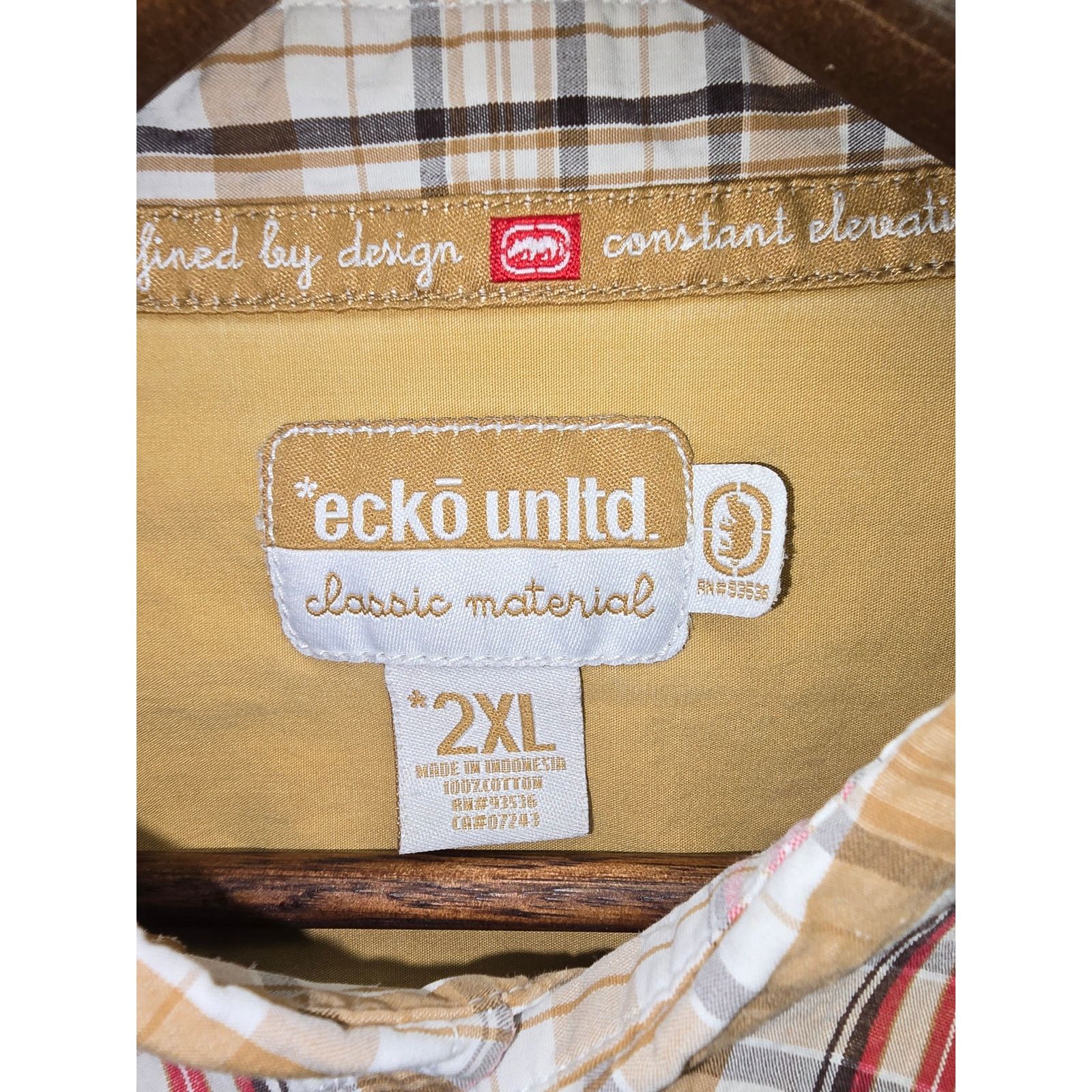 Other Vintage Ecko Unltd Shirt Summer Plaid Button Up Brown 2XL Size US XXL / EU 58 / 5 - 6 Thumbnail