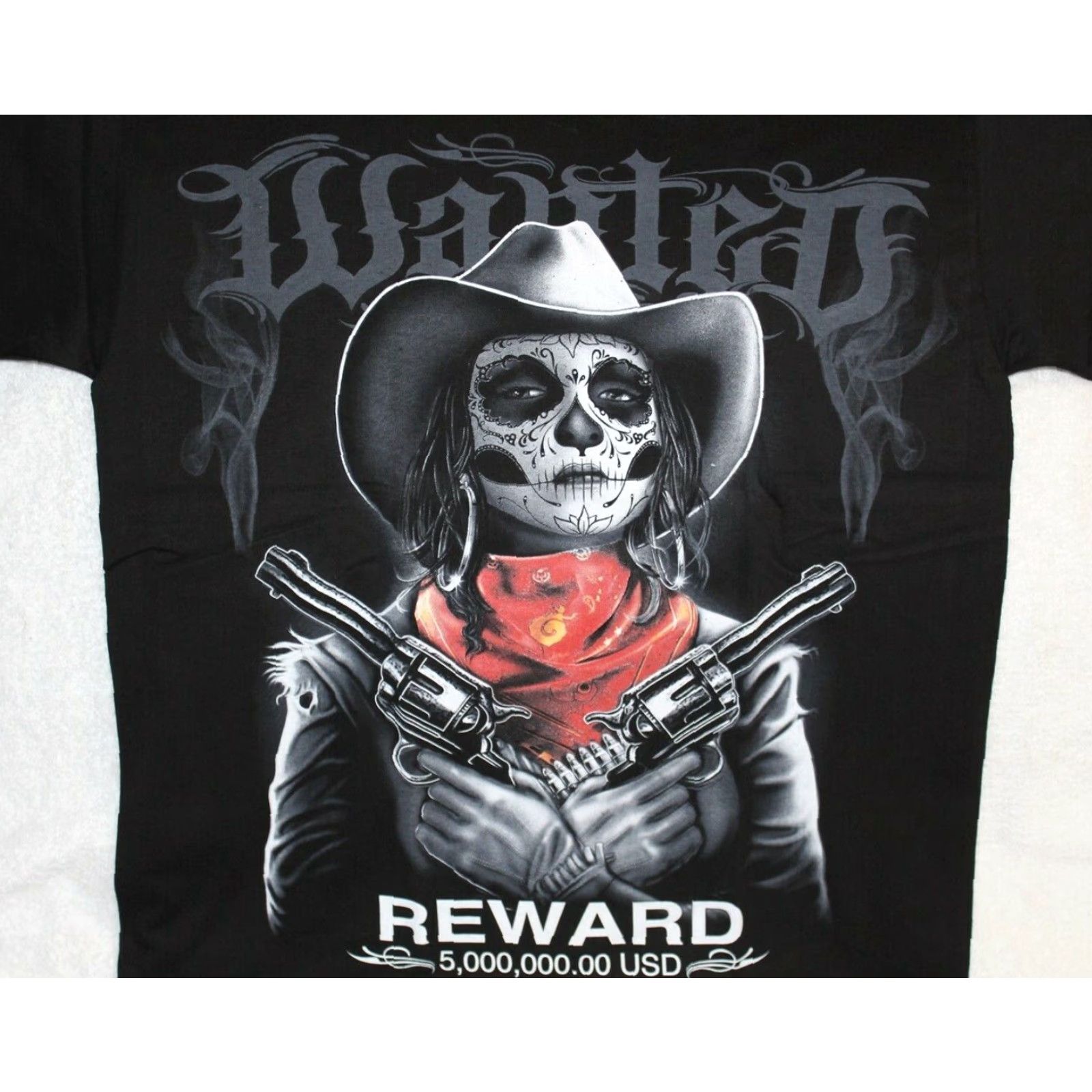 Vintage VINTAGE Unbranded Graphic T-Shirt Men Medium Black Day of the Dead Woman Gangster Pistol Reward 90s Size US M / EU 48-50 / 2 - 2 Thumbnail