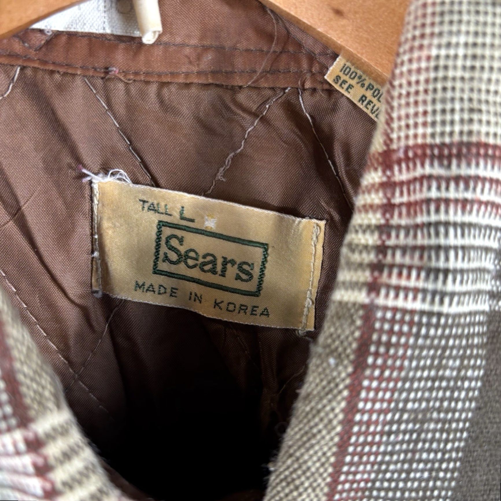 Sears VINTAGE Sears Quilt Lined Flannel Shirt Mens LT Large Tall Brown Plaid Button-Up 90s Size US L / EU 52-54 / 3 - 3 Thumbnail