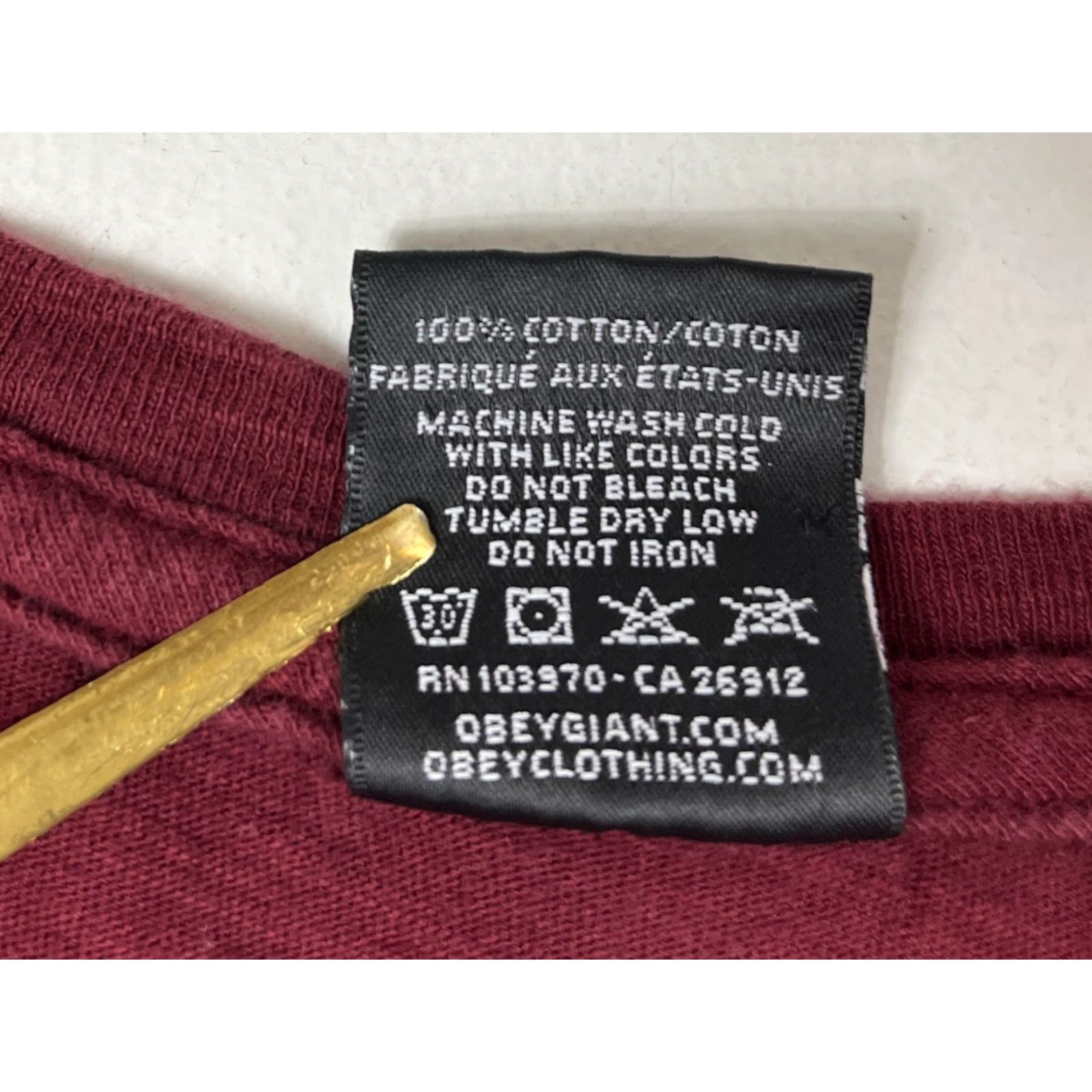 Obey OBEY WORLDWIDE MFG '89 T-SHIRT Unisex Adults M Maroon Nike? Size US M / EU 48-50 / 2 - 5 Thumbnail