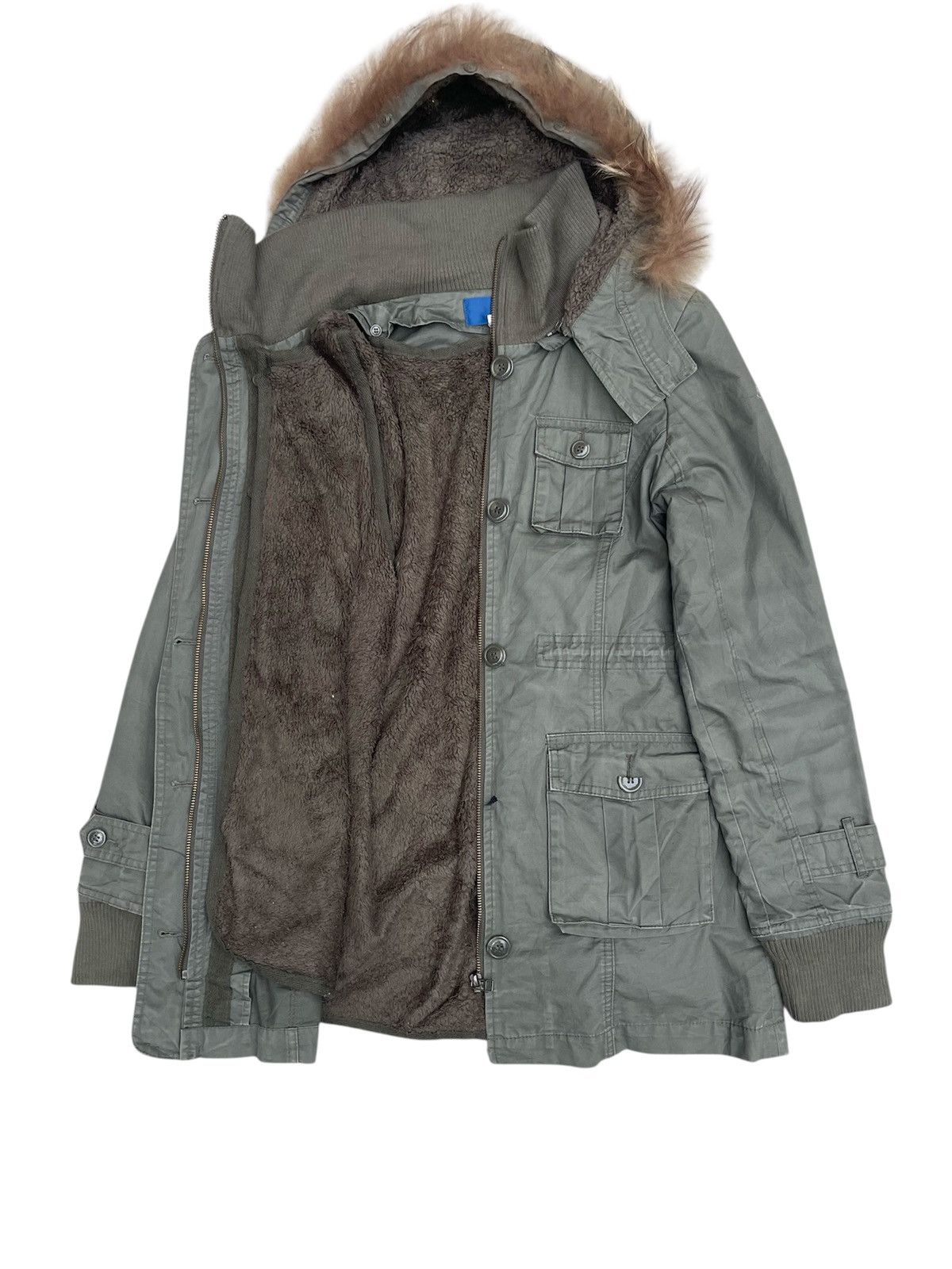 Japanese Brand × Other Vintage Green Hooded Fur-Lined Military Jacket Multi Pockets Size US S / EU 44-46 / 1 - 3 Thumbnail