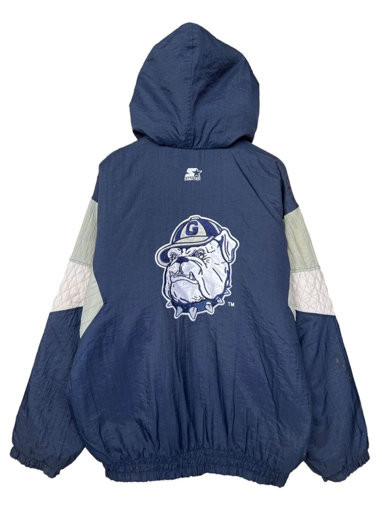 NCAA Rare🔥Vintage 90s Georgetown Hoyas Chalkline Starter Jacket Size US XL / EU 56 / 4 - 3 Thumbnail