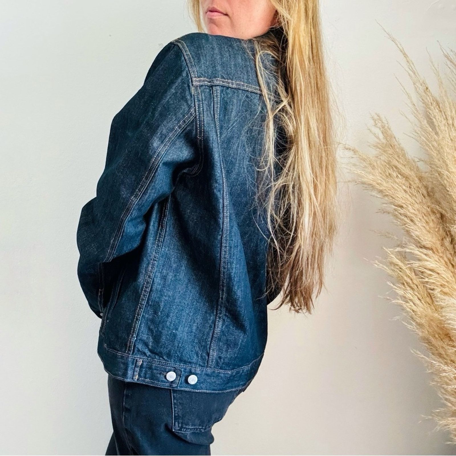Gap GAP Oversized Navy Blue Silver Button $110 Denim Jean Jacket Size L / US 10 / IT 46 - 7 Thumbnail