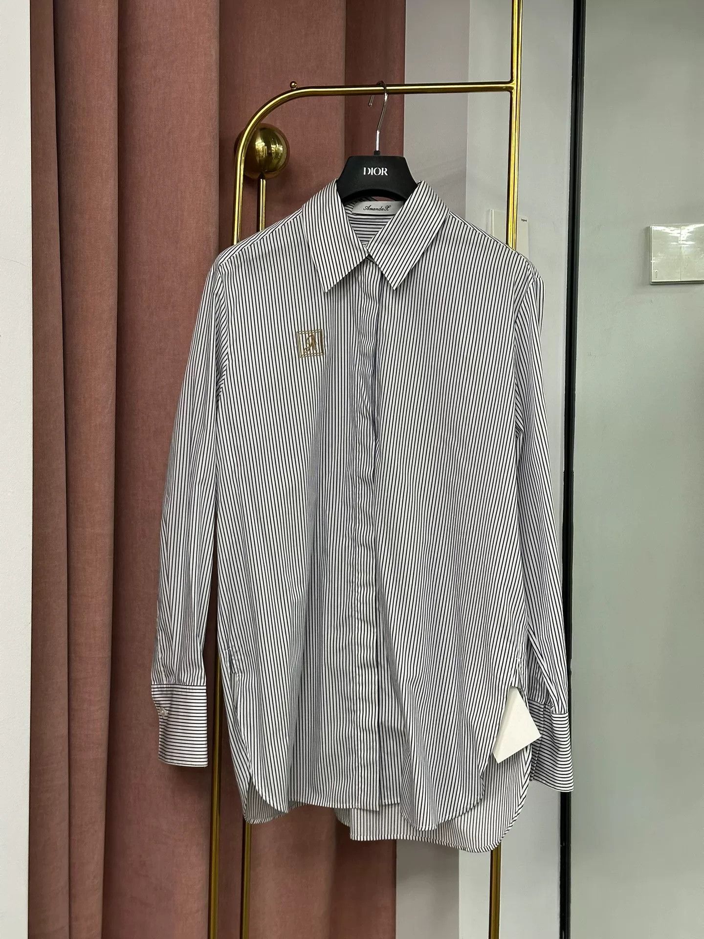 Amanda Uprichard Amandax Blue Striped Long Sleeve Shirt Size US M / EU 48-50 / 2 - 1 Thumbnail