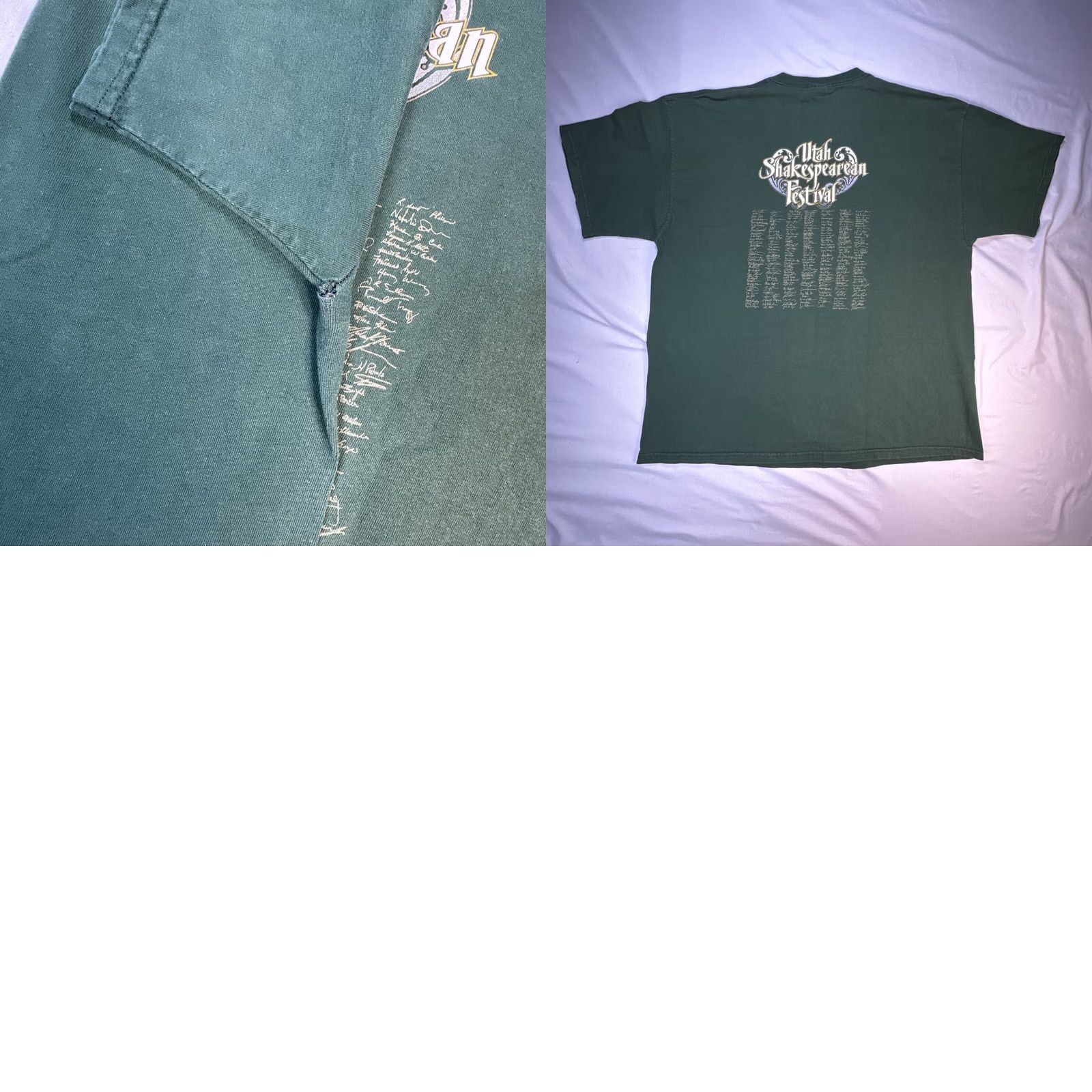 Soffe VINTAGE Soffe T-Shirt Men 2XL UTAH Shakespearean Festival LET'S PLAY 90s Y2K Shakespeare Green Graphic Print Slim Crew Neck Short Sleeve Shirt Size US XXL / EU 58 / 5 - 8 Thumbnail