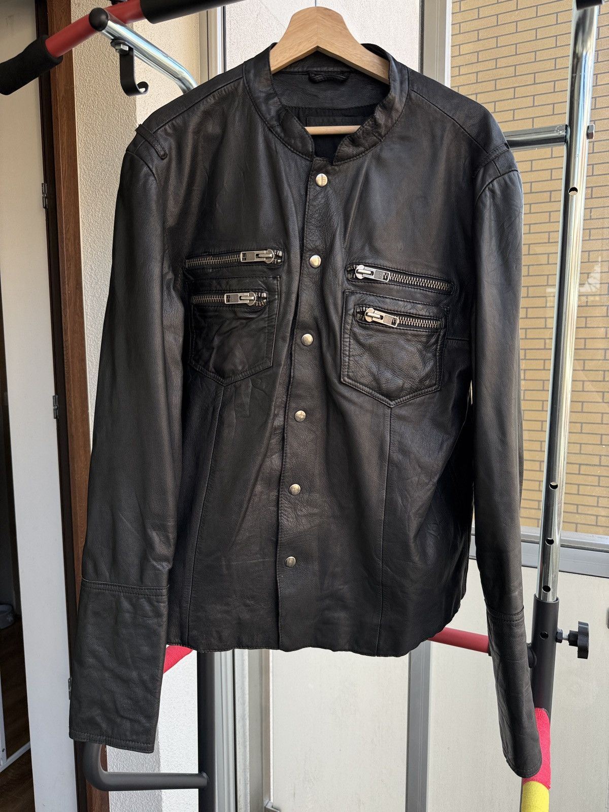 Allsaints Allsaints Ramones Leather Bomber Button Punk Motor Jacket Size US XL / EU 56 / 4 - 1 Thumbnail