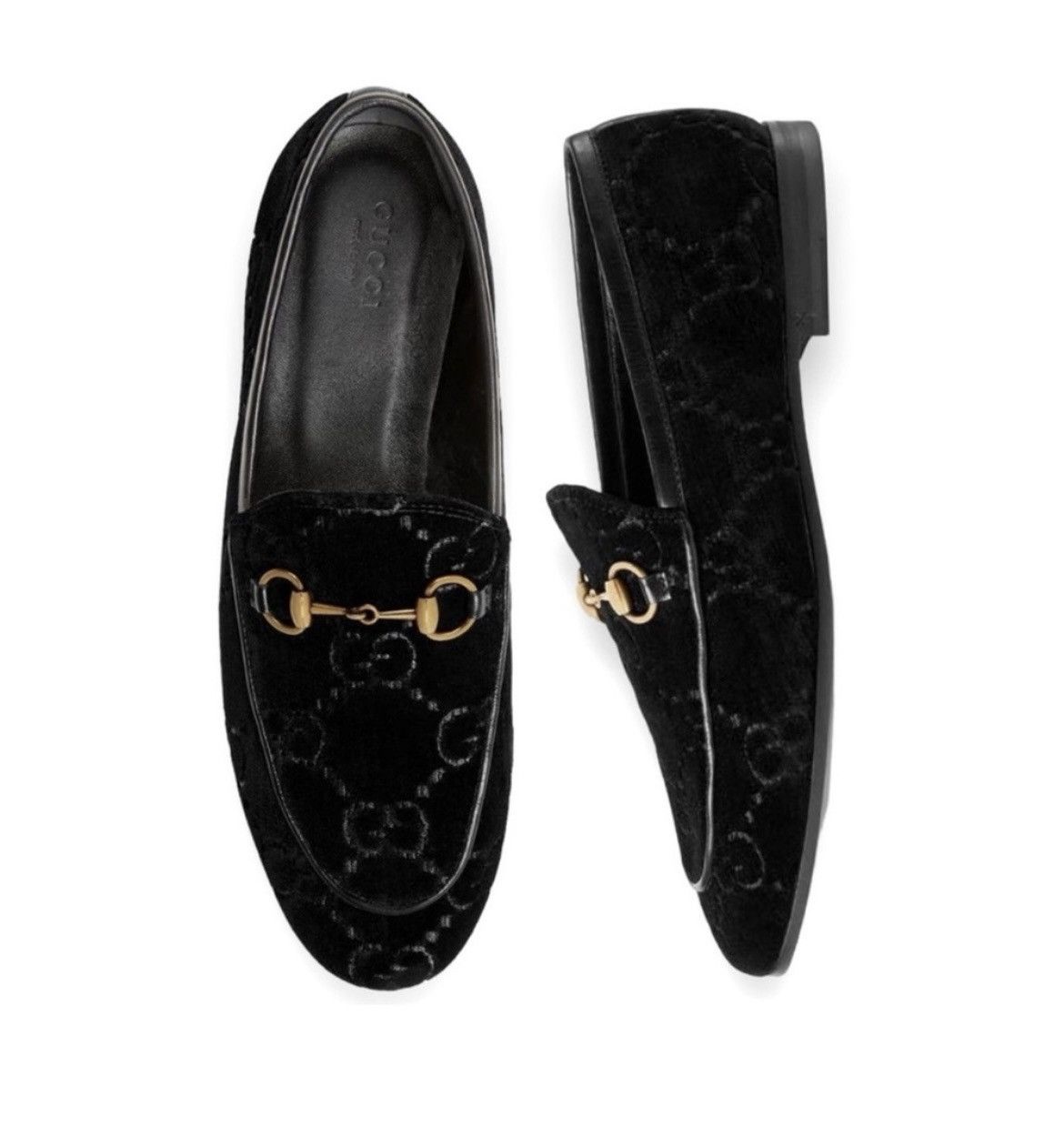 Gucci GUCCI Jordaan Velvet GG Horsebit Loafer Black Size 36 US 6 Size US 6 / IT 36 - 2 Thumbnail