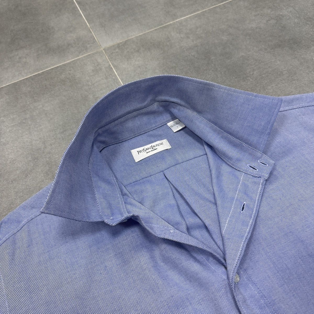 Yves Saint Laurent Vintage Yves Saint Laurent YSL Blue Button Shirt Long Sleeve Size US L / EU 52-54 / 3 - 10 Thumbnail