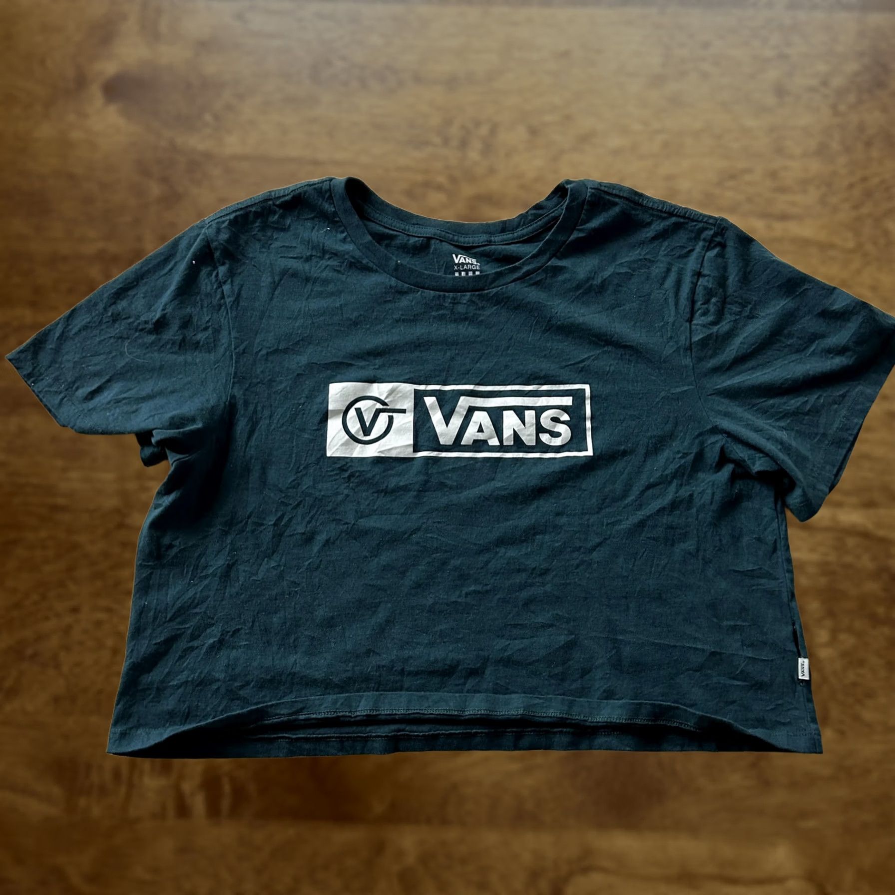 Vans VANS Shirt Womens XL Green Cropped Box Logo Crew Neck Skate Tee T-Shirt Size XL / US 12-14 / IT 48-50 - 1 Thumbnail