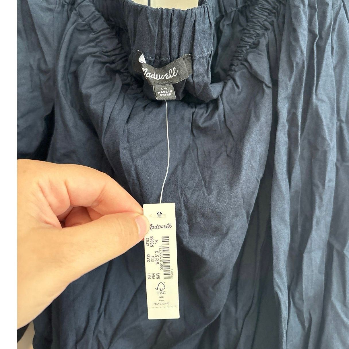 Madewell NWT Madewell Square-Neck Puff-Sleeve Mini Dress Navy Size 14 Size XL / US 12-14 / IT 48-50 - 5 Thumbnail