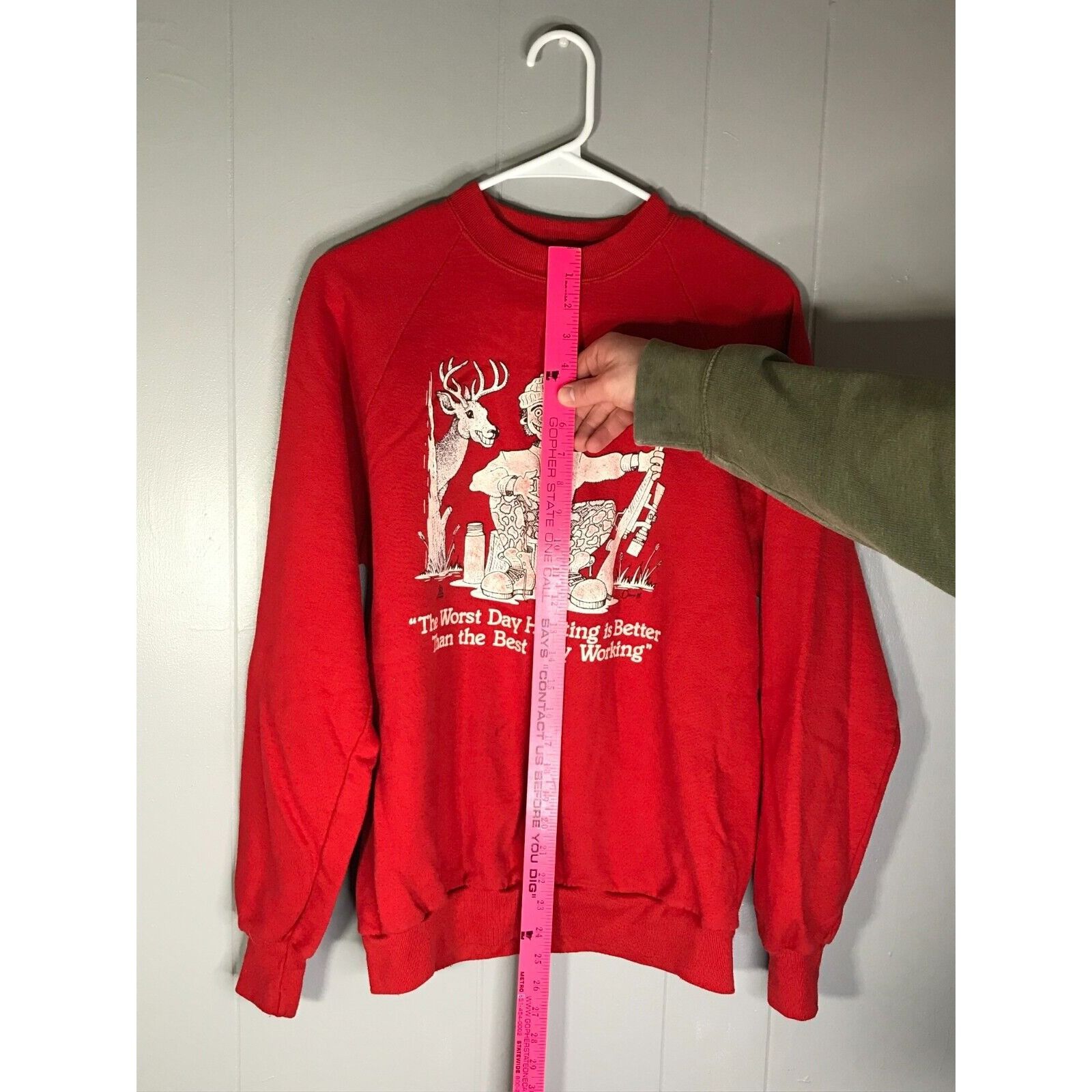 Jerzees Vintage 80's Jerzees Hunting Best Day Humor Tourist Red Swea Size US L / EU 52-54 / 3 - 6 Thumbnail