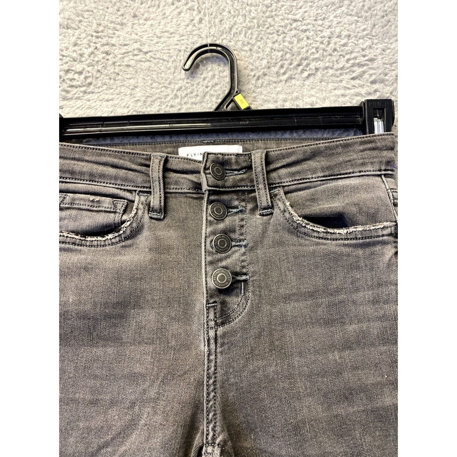 Vintage Flying Monkey Jeans Women Skinny 26x24 Black Distressed Stretch Denim USA Pants Mens? Size 28" / US 6 / IT 42 - 2 Thumbnail