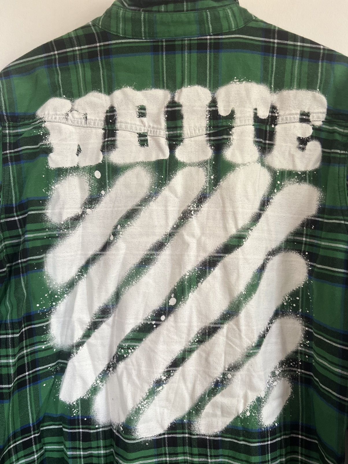 Off-White × Virgil Abloh OFF-WHITE C/O VIRGIL ABLOH GREEN PLAID SPRAY FLANNEL SIZE XL Size US XL / EU 56 / 4 - 5 Thumbnail