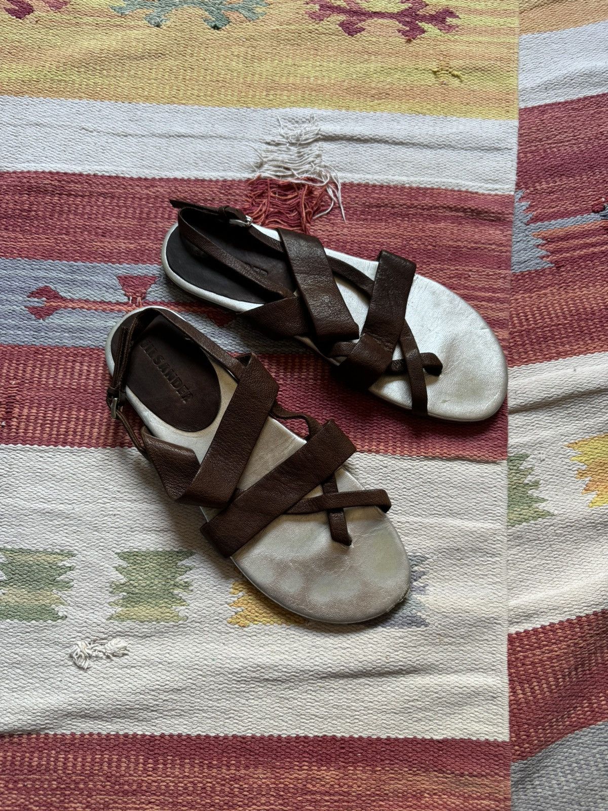 Genuine Leather Vintage 00’s Jil Sander Italian Brown Leather Sandals Size US 10 / IT 40 - 1 Thumbnail