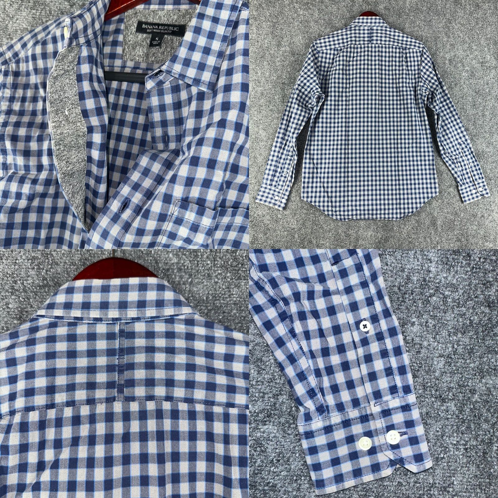 Eddie Bauer Eddie Bauer Shirt Mens S Blue Gray Gingham Check Cotton Soft Wash Slim Fit Button-Up Long Sleeve Casual Business Travel Men Mens Size US S / EU 44-46 / 1 - 8 Thumbnail