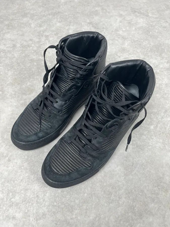 Balenciaga Balenciaga Monochrome Black High Leather Sneakers Size US 6 / EU 39 - 2 Thumbnail