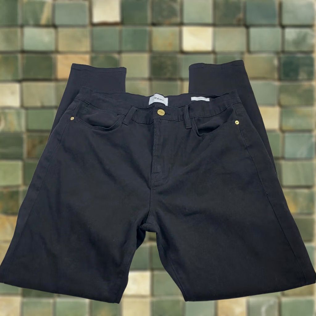 Frame FRAME FRAME Le High Skinny 32 Women's High Rise Soft Pants Casual Skinny Pants 31W 29.5L Black Cotton Rayon Spandex Pockets Modern Medium Rise Womens Size 24" / US 00 / IT 34 - 1 Thumbnail