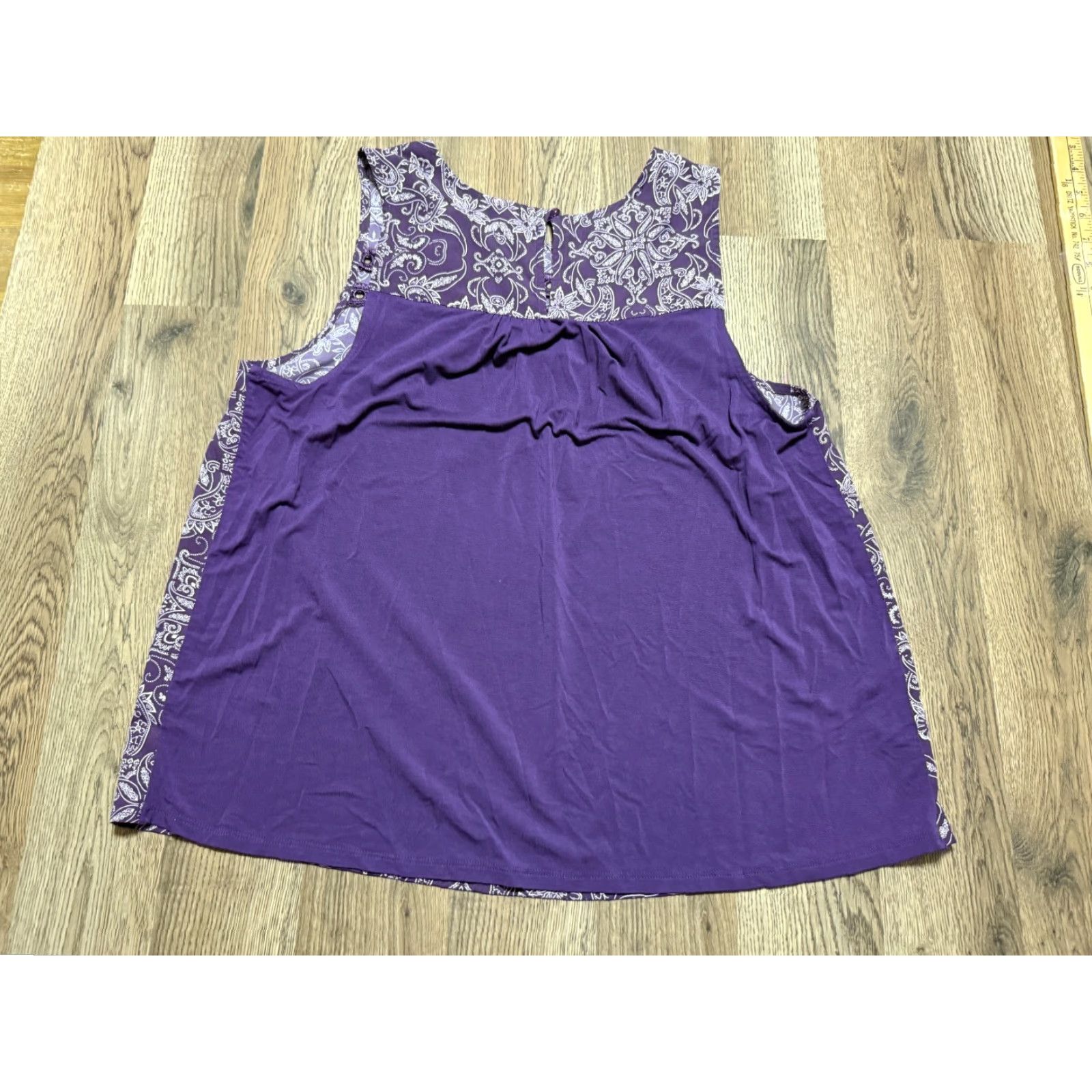 Merona Merona Tank Top Women's Large Purple White Allover Print Round Neck Casual Sleeveless US Size L Womens Size L / US 10 / IT 46 - 2 Thumbnail