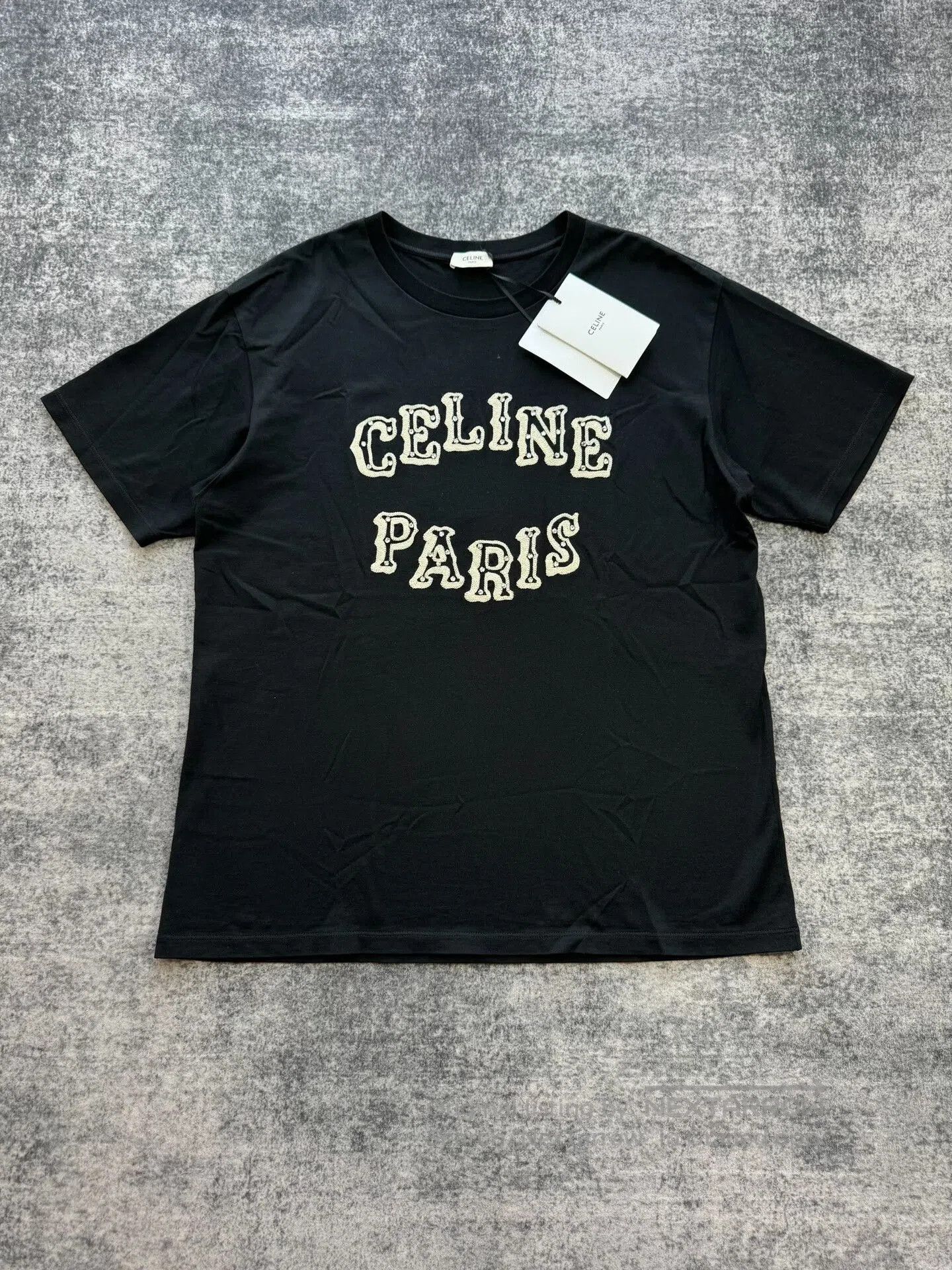 Celine Celine Black Letter Diamond Short Sleeve. Size L / US 10 / IT 46 - 1 Thumbnail