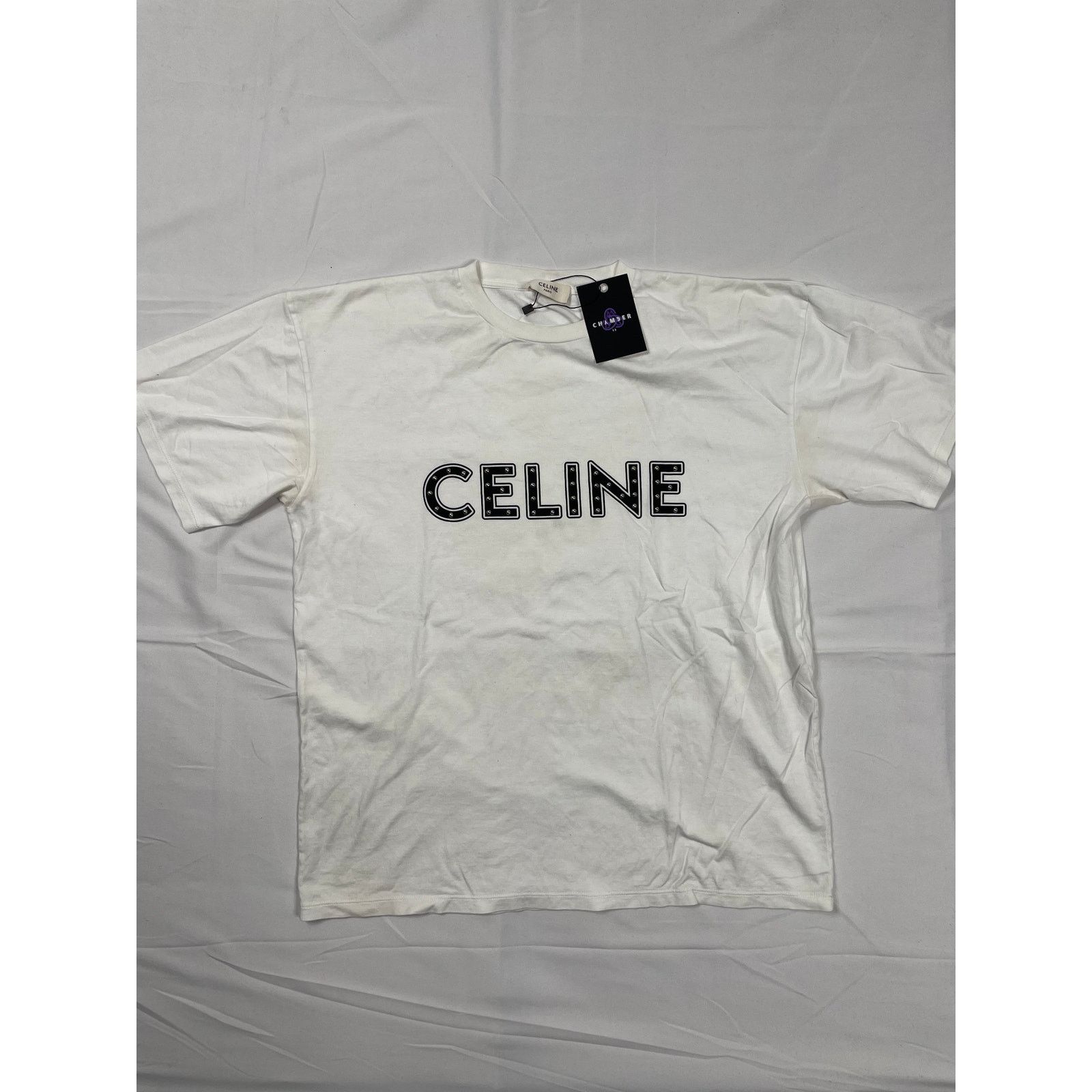 Image of Celine Logo Tee White Xs, Men's