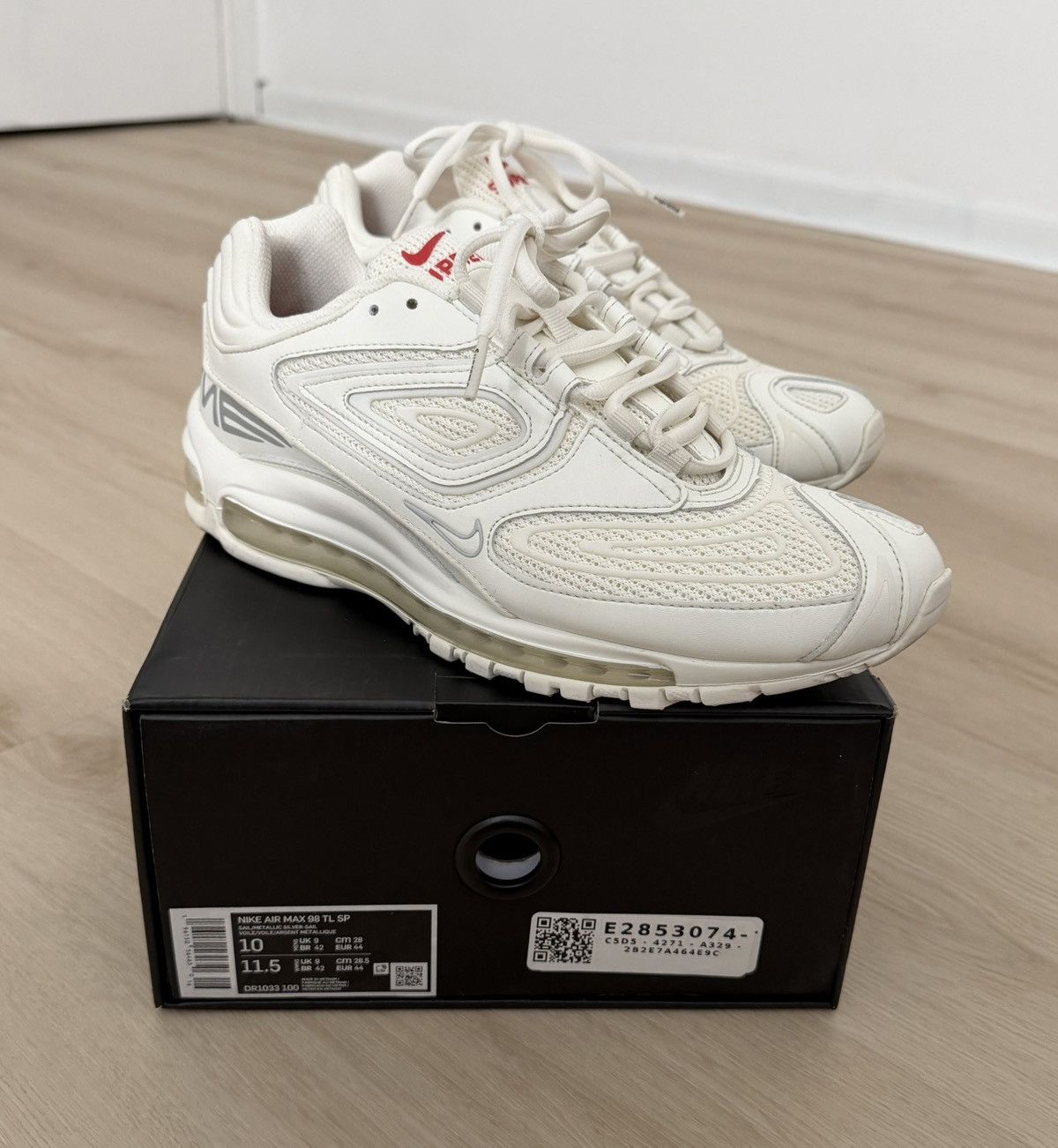 Nike × Supreme Supreme x Nike Air Max 98 TL White Size US 10 / EU 43 - 1 Thumbnail