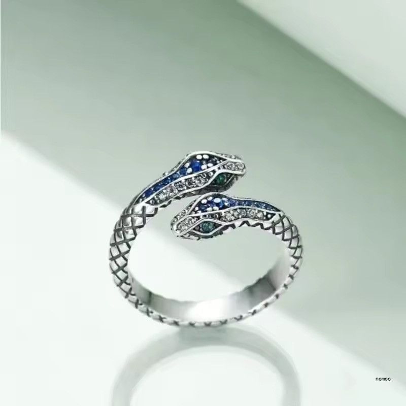 Jewelry Snake Adjustable Eing in Silver, Men's