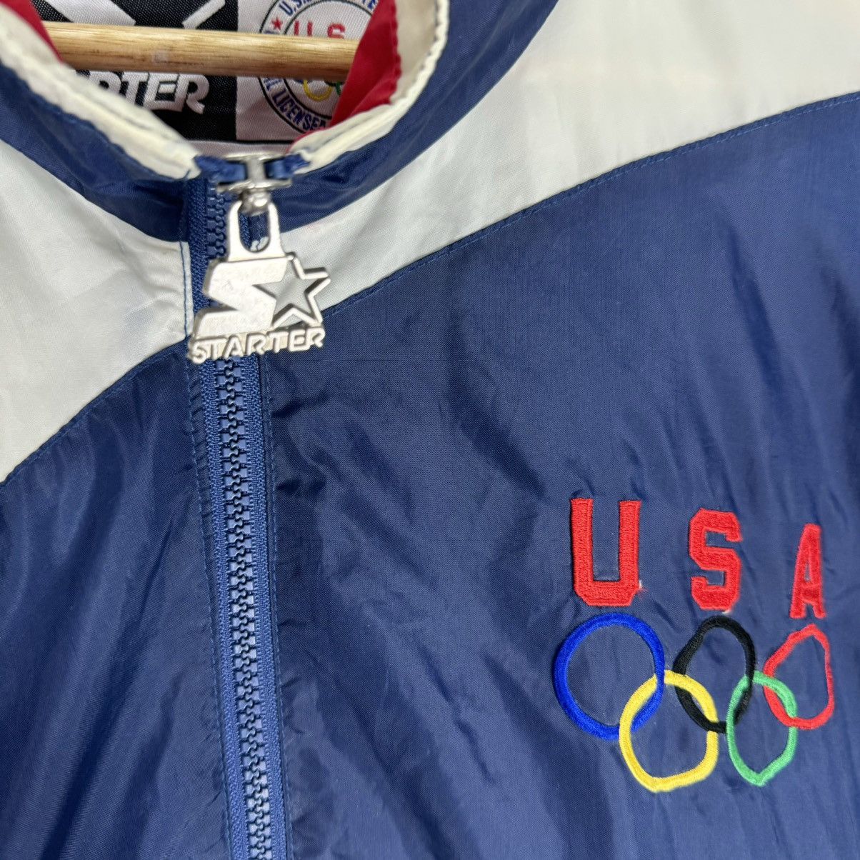 Starter × USA Olympics × Vintage ☀️90s STARTER USA OLYMPIC TEAM LIGHT ZIPPER JACKET Size US L / EU 52-54 / 3 - 7 Thumbnail