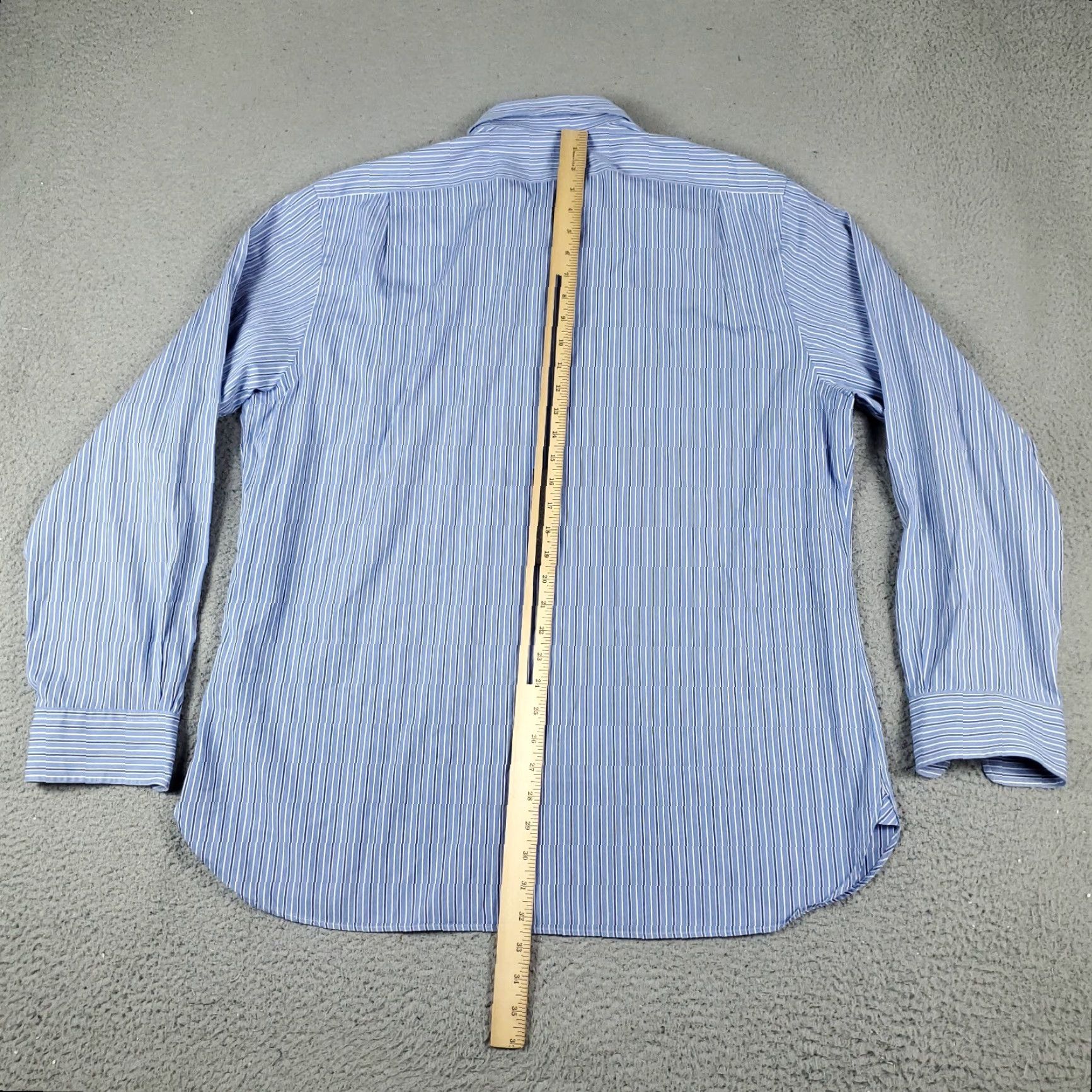 Ralph Lauren Ralph Lauren Dress Shirt Mens 17.5 Blue Striped Button Up Long Sleeve Non-Iron Casual Business Classic Mens Size 17.5 Blue Size 46R - 4 Thumbnail