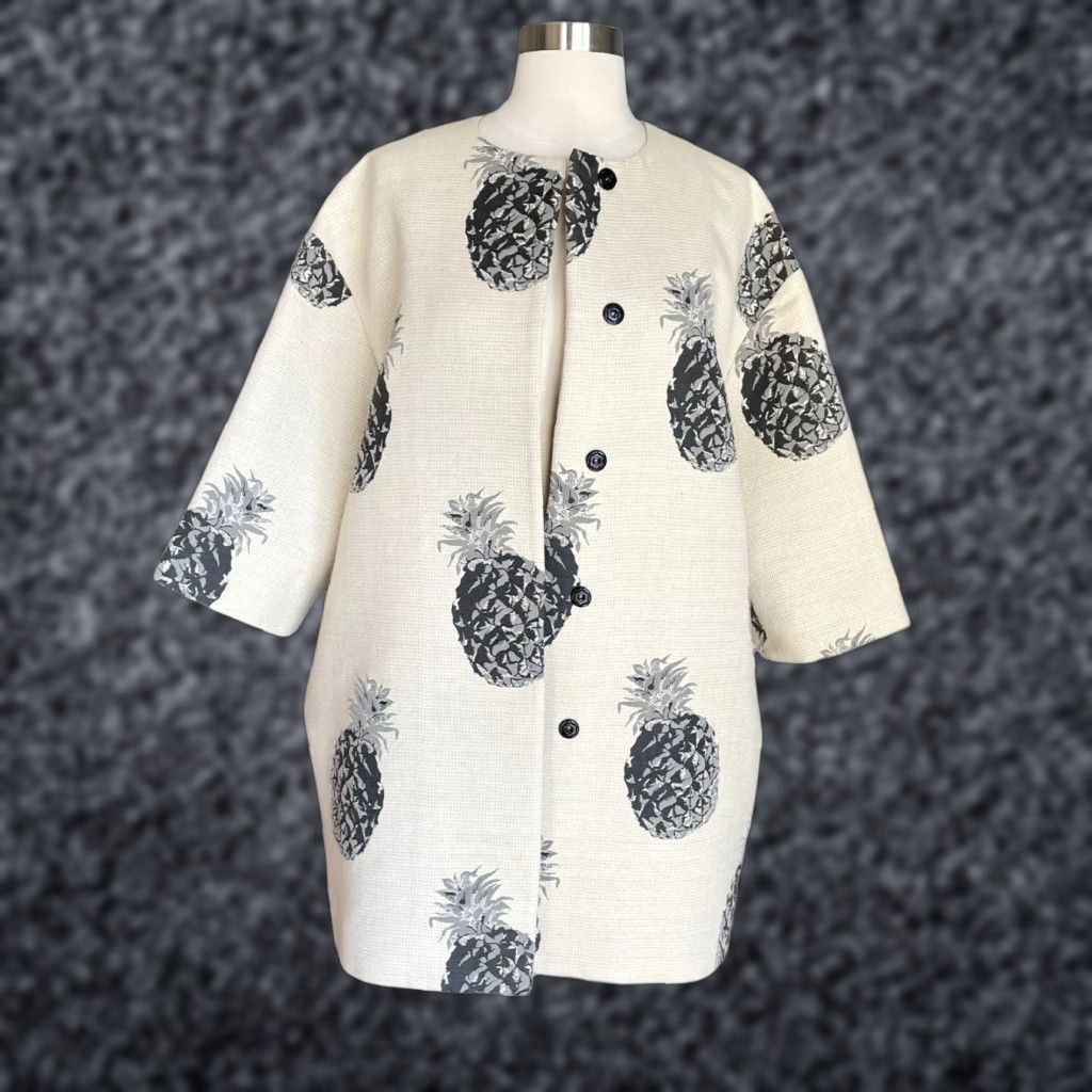 MSGM MSGM Pineapple Print Oversized Coat Jacket Multicolor Cotton Blend 40 Women Size S / US 4 / IT 40 - 1 Thumbnail