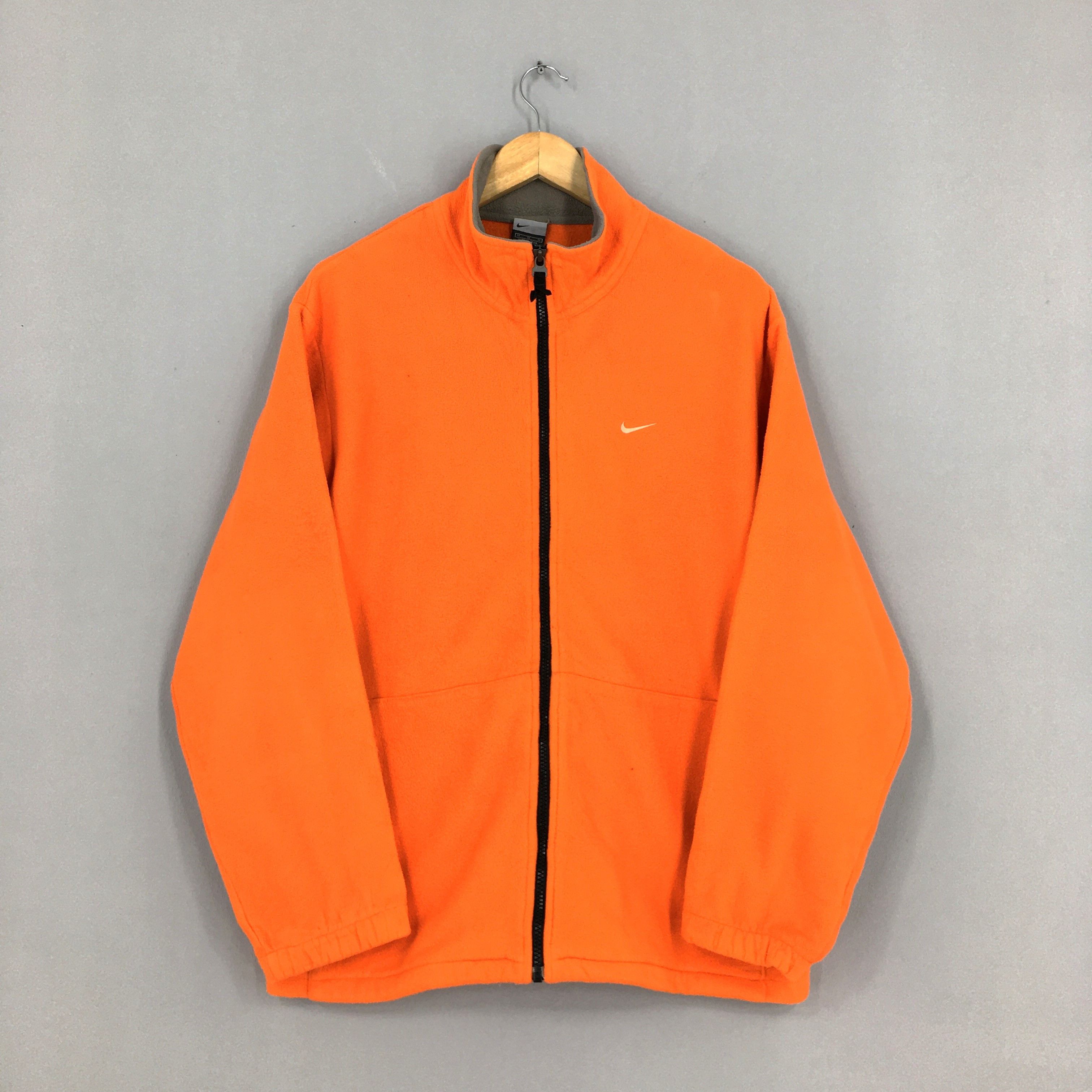 Nike Vintage 90's Nike Swoosh Orange Fleece Sweater Medium | Grailed