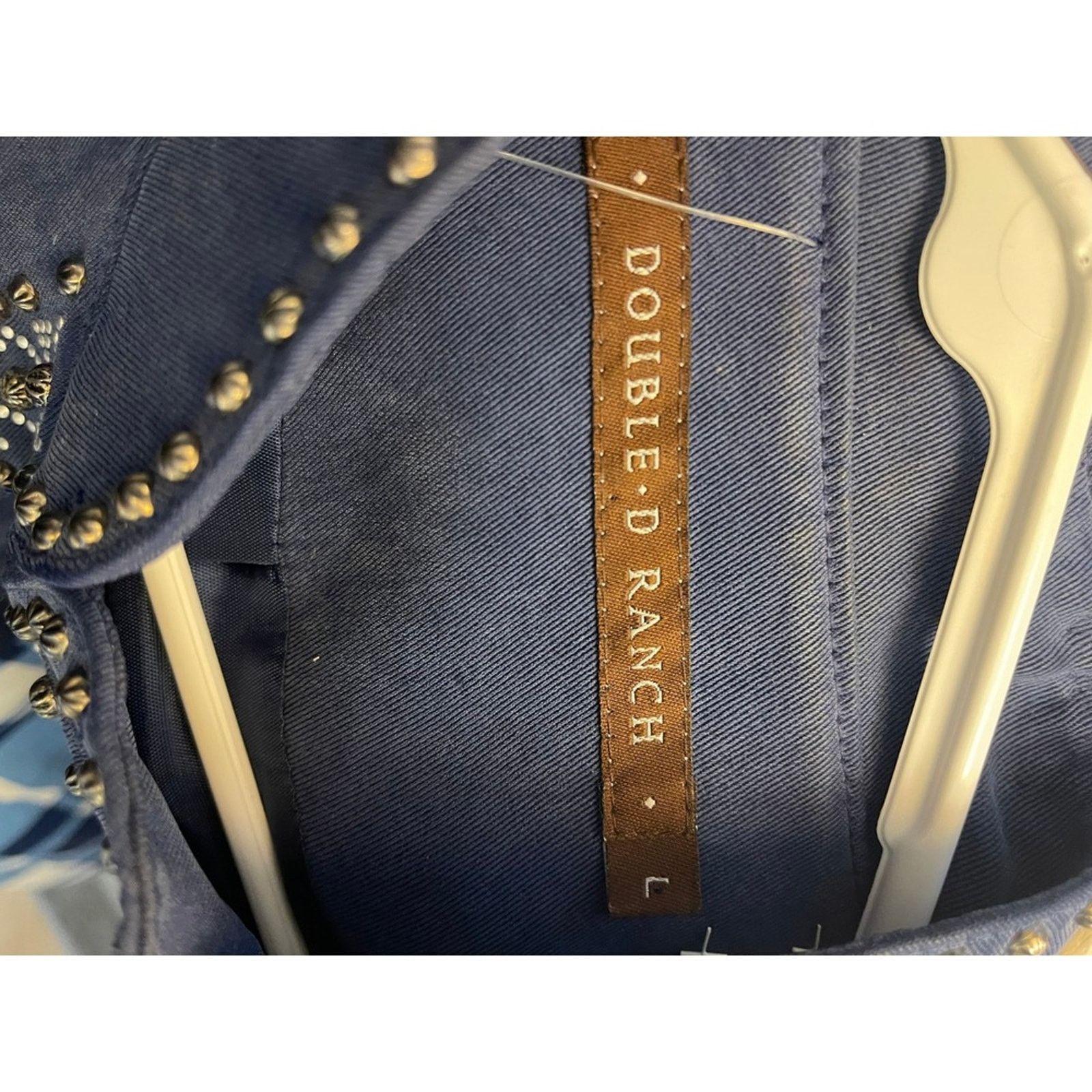 Double D Ranch Double D Ranch Blue Tencel Studded Western Jacket Sz Lg Size L / US 10 / IT 46 - 4 Thumbnail