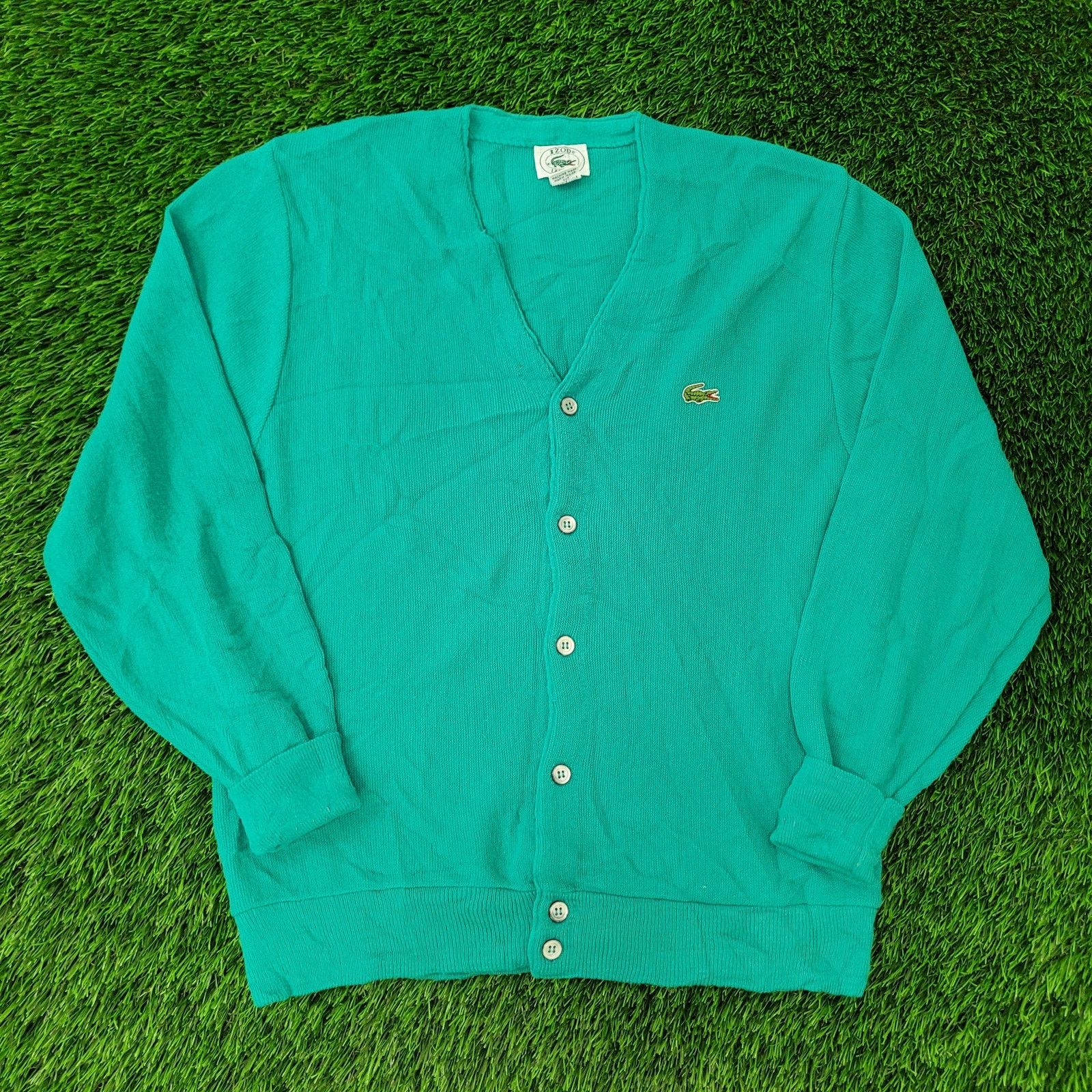 Lacoste VTG 70s IZOD Lacoste Cardigan Medium 22x25 Teal