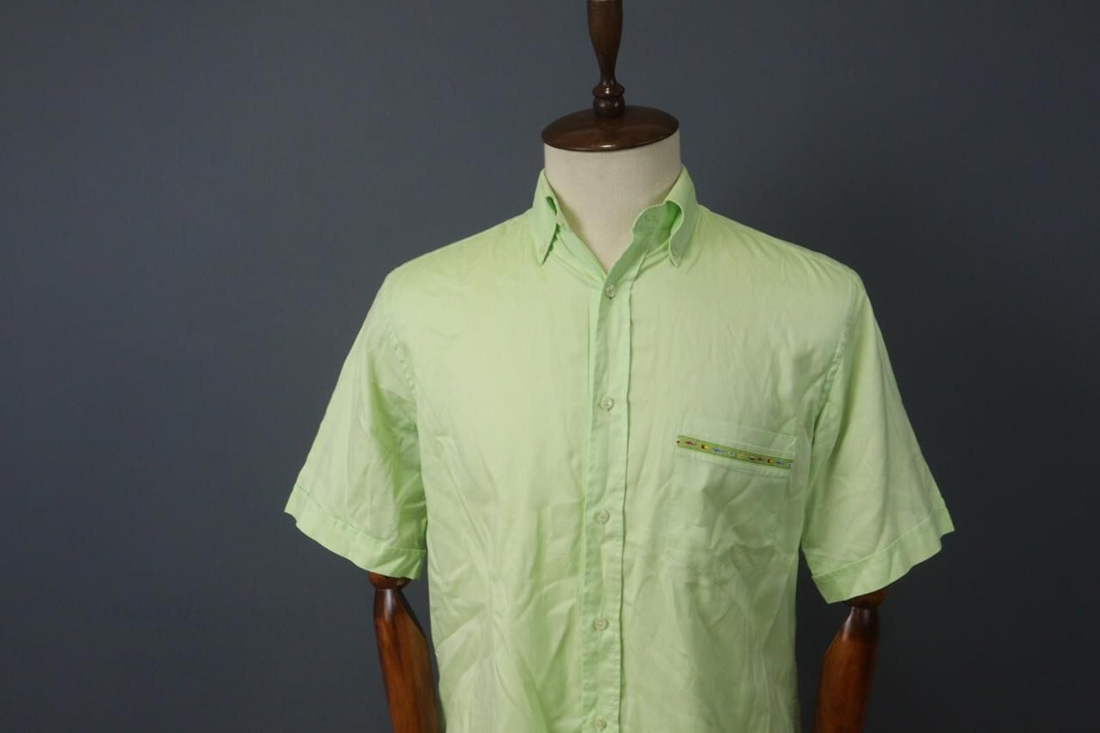 Paul & Shark Paul & Shark Yachting Green Collar Oxford Shirt Size 40 Size US M / EU 48-50 / 2 - 2 Thumbnail