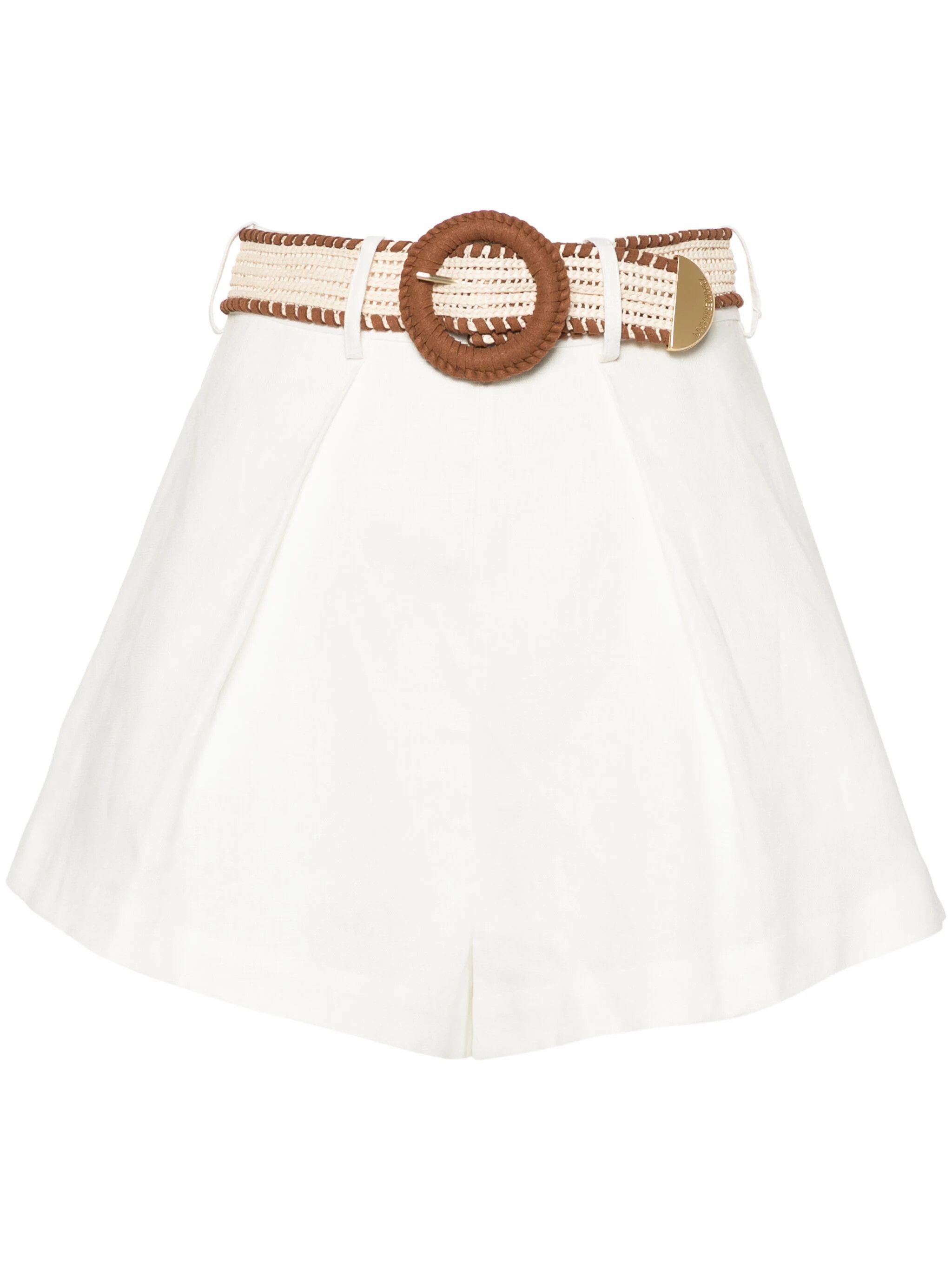 Zimmermann o1s22i1n1024 Halliday Linen Tuck Shorts in White Size 30" / US 8 / IT 44 - 1 Thumbnail