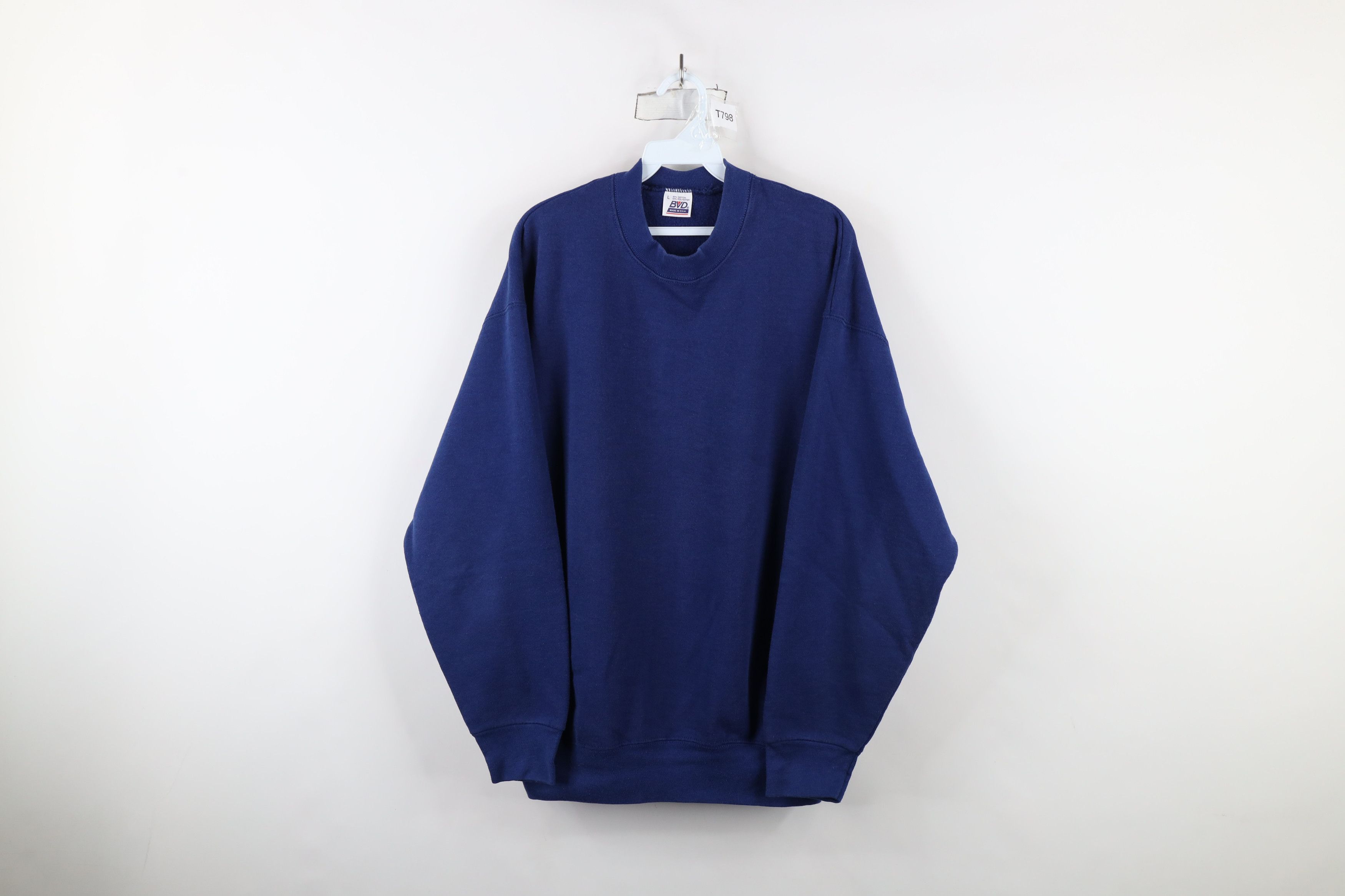 Vintage Vintage 90s Streetwear Blank Heavyweight Sweatshirt Blue USA Size US L / EU 52-54 / 3 - 1 Thumbnail