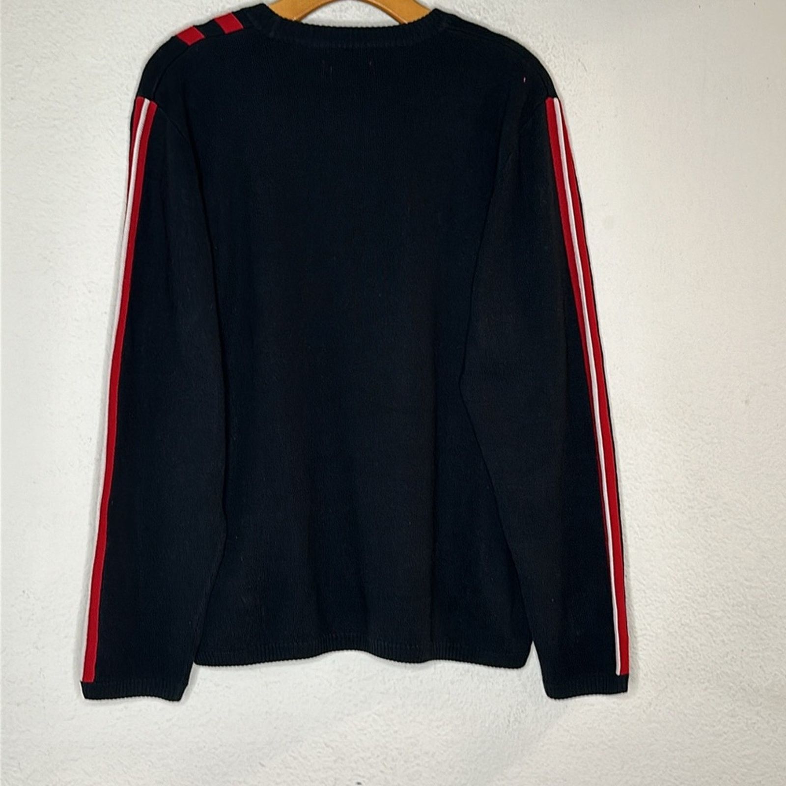 UNIONBAY × Vintage VTG 1990s Union Bay Striped Sweater Black Red Size Large Size US L / EU 52-54 / 3 - 13 Thumbnail