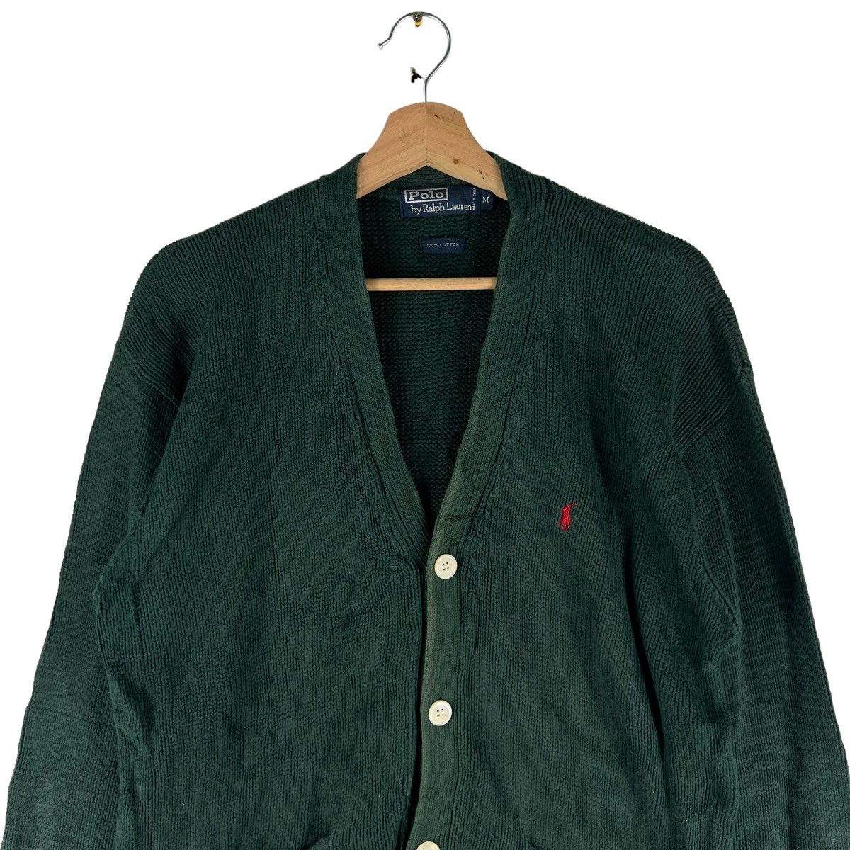 Polo Ralph Lauren 🔥VINTAGE KNIT CARDIGAN JACKET POLO RALPH LAUREN RICH GREEN Size US M / EU 48-50 / 2 - 2 Thumbnail