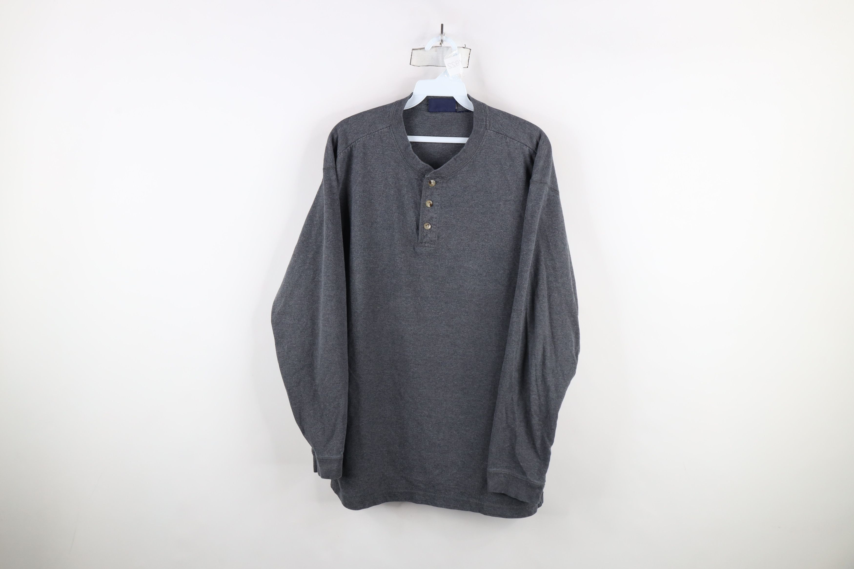 Vintage Vintage 90s Streetwear Blank Long Sleeve Henley T-Shirt Gray Size US XL / EU 56 / 4 - 1 Thumbnail