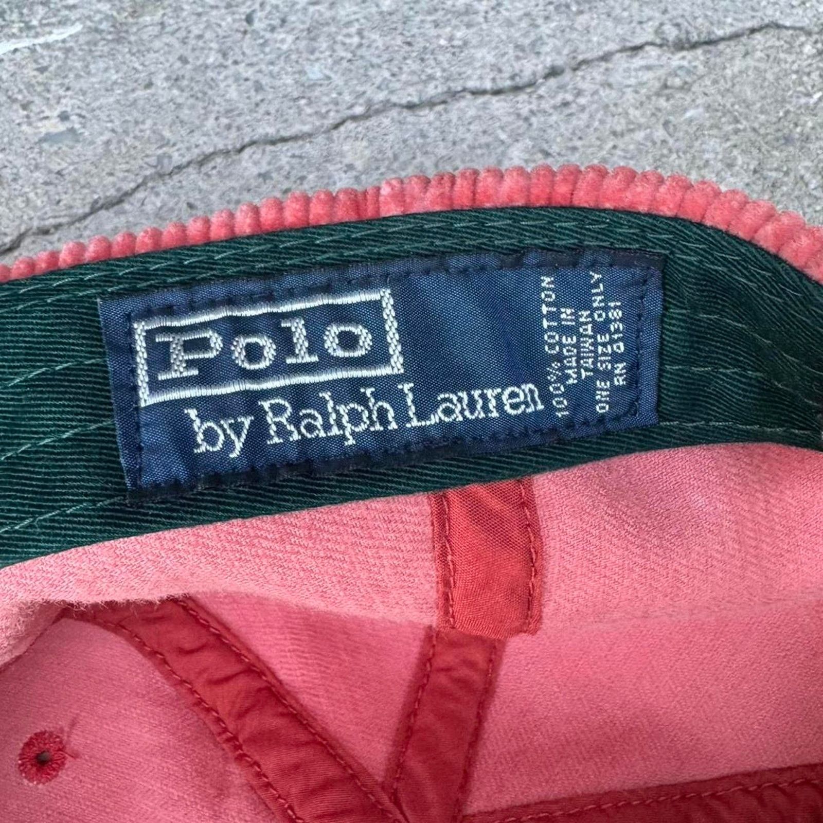 Polo Ralph Lauren 90s Orange Corduroy Polo Ralph Lauren Leather Strapback Cap Size ONE SIZE - 5 Thumbnail